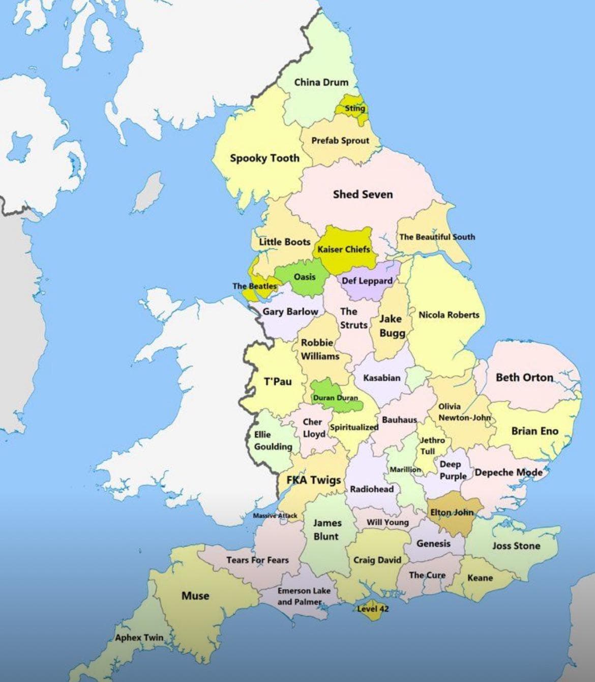 Best Selling Artists by Regions Map