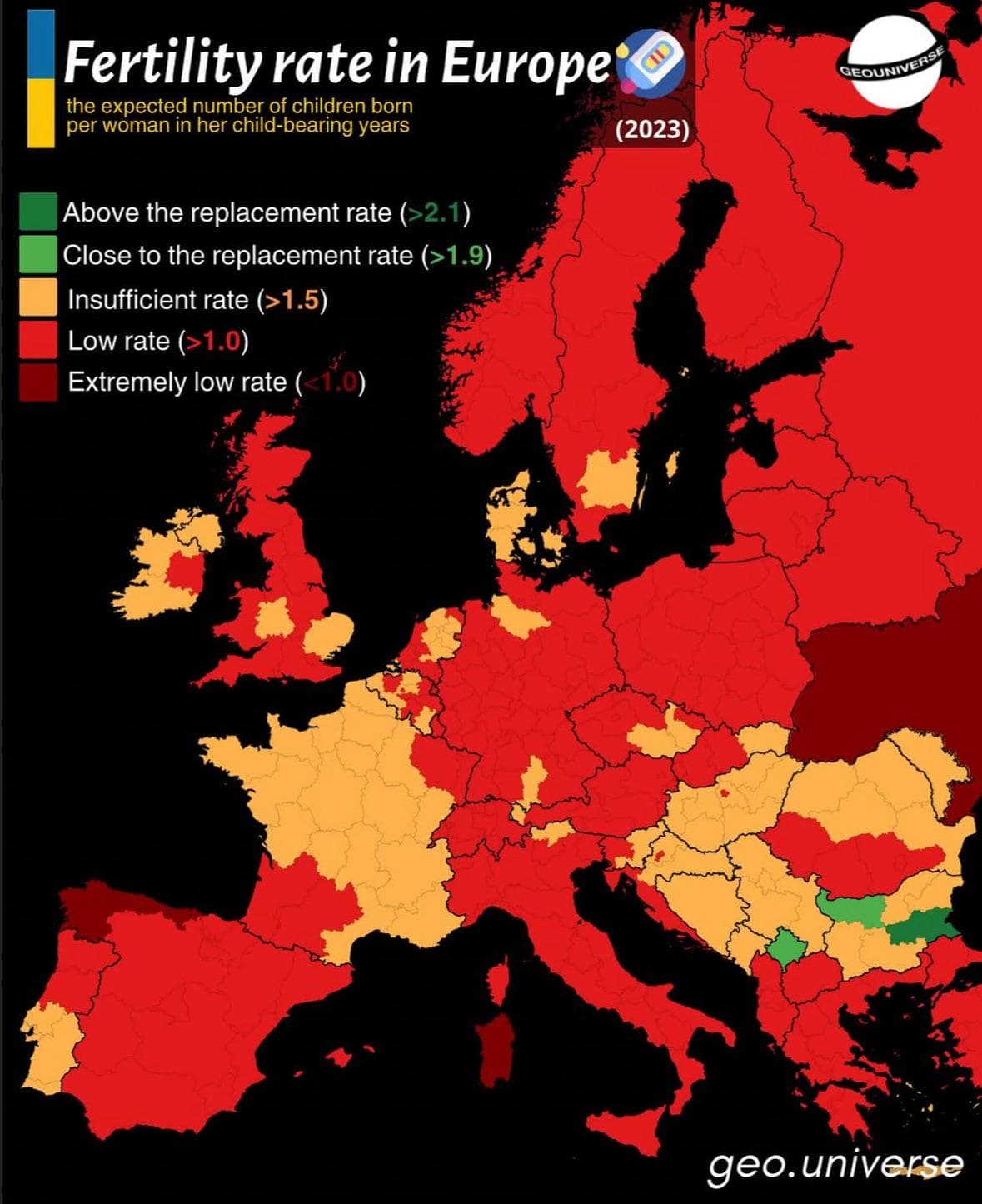 Fertility Rate in Europe Map