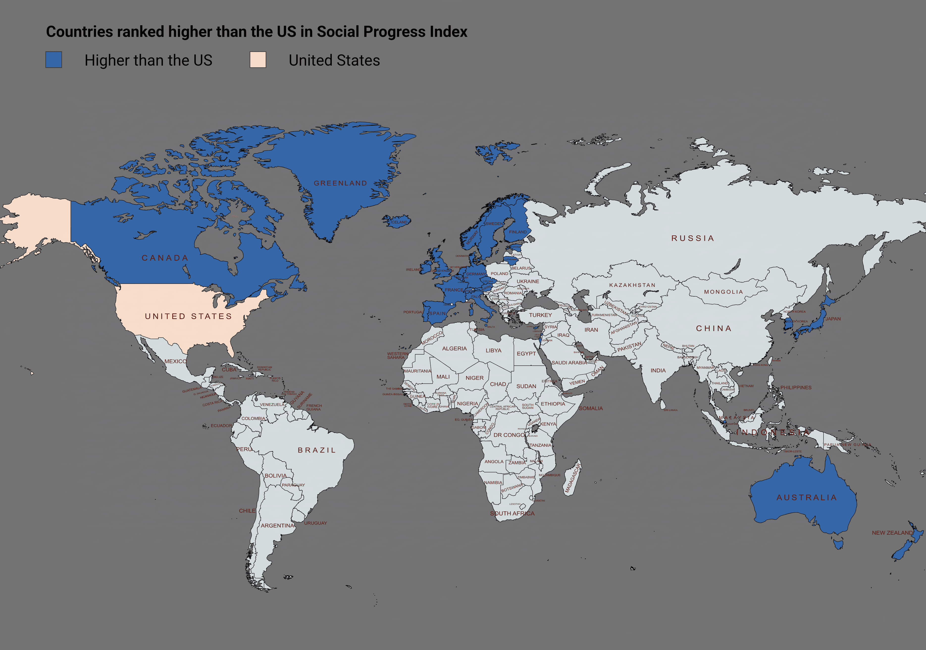 Social Progress Index Rankings Map by Country