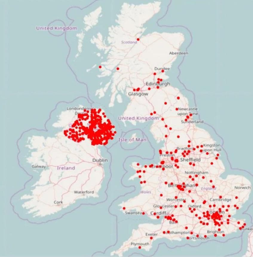 UK Terrorist Incidents Map 1970-2015