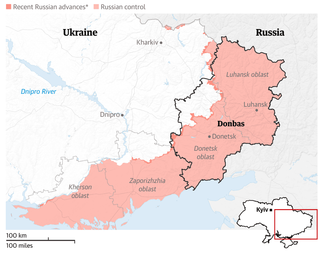 Map of Proposed Donbas Cessions by Putin