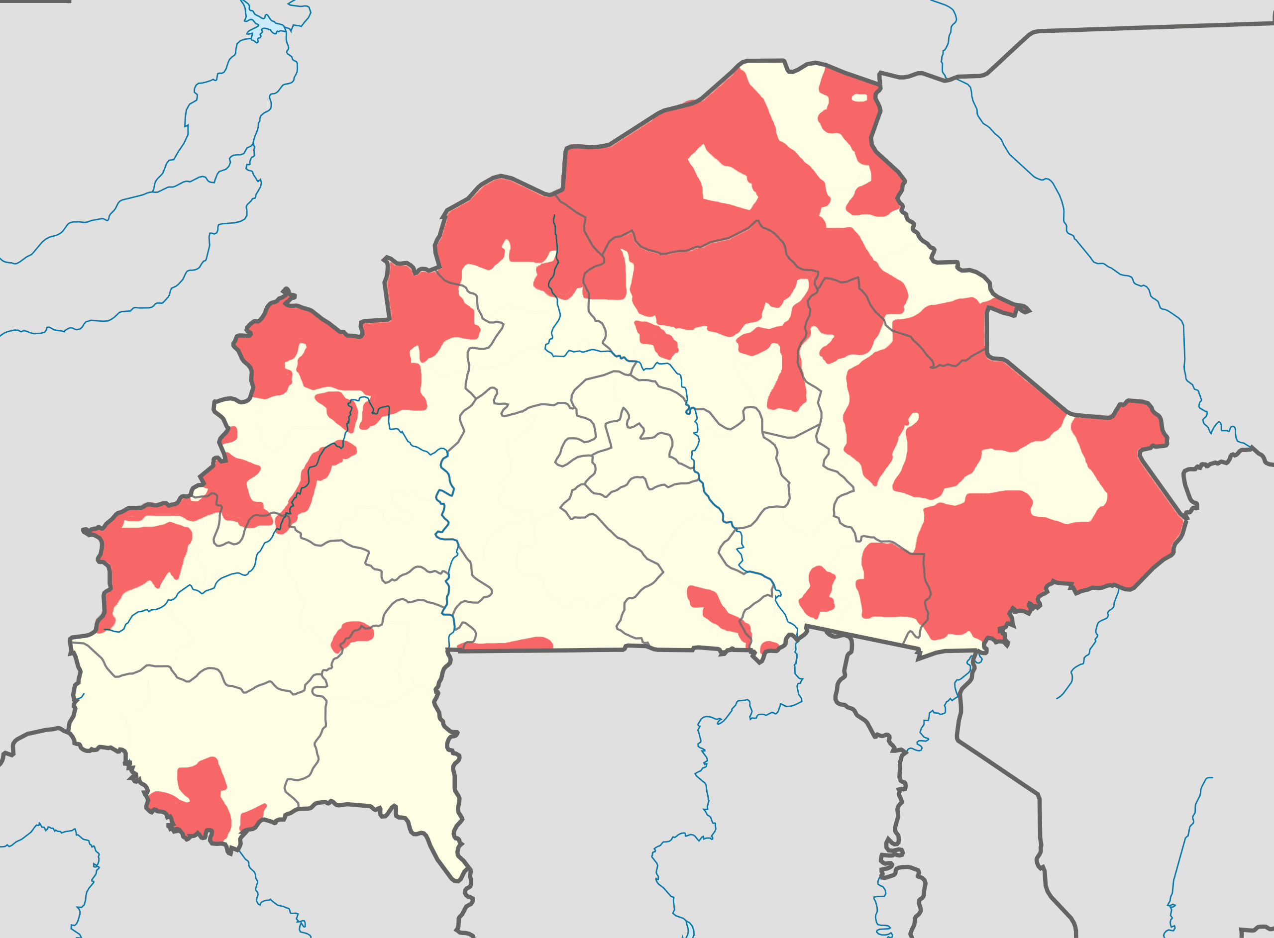 Jihadist Groups Control Areas Map of Burkina Faso