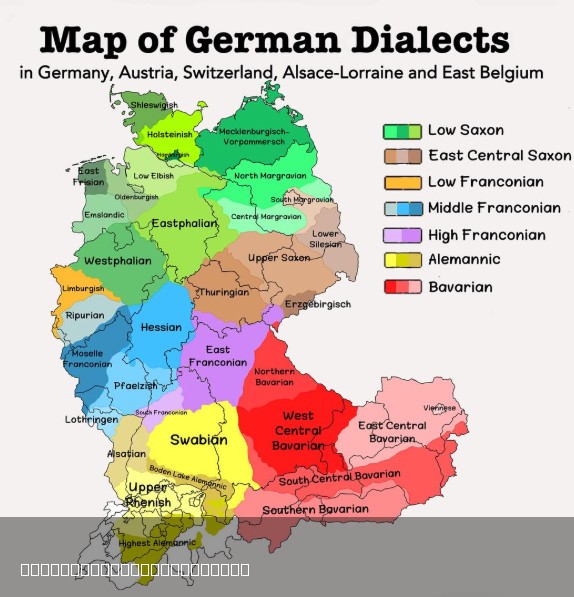 Map of German Dialects in Europe