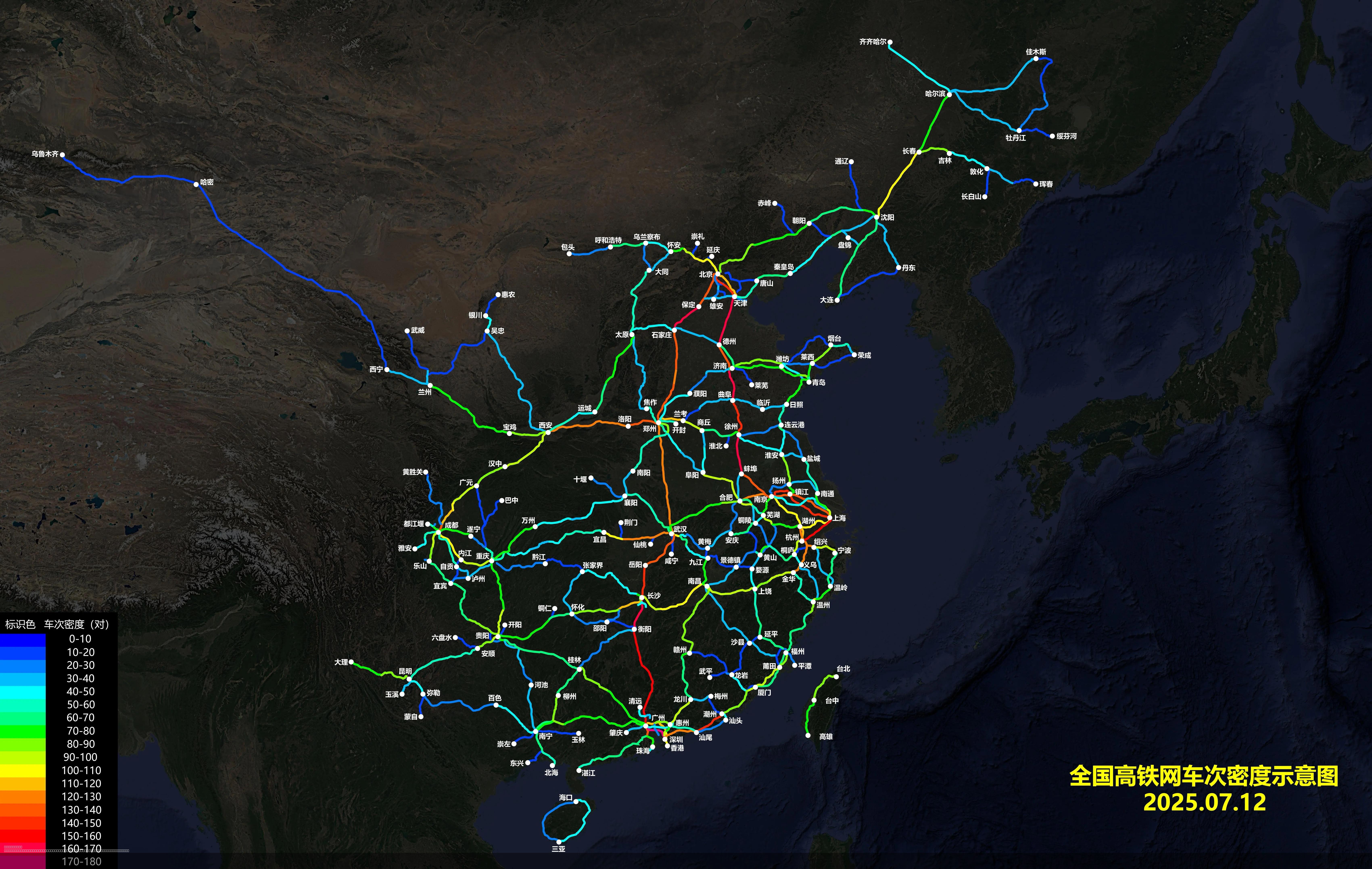 High Speed Railways Daily Frequency Map High Speed Railways Daily Frequency Map