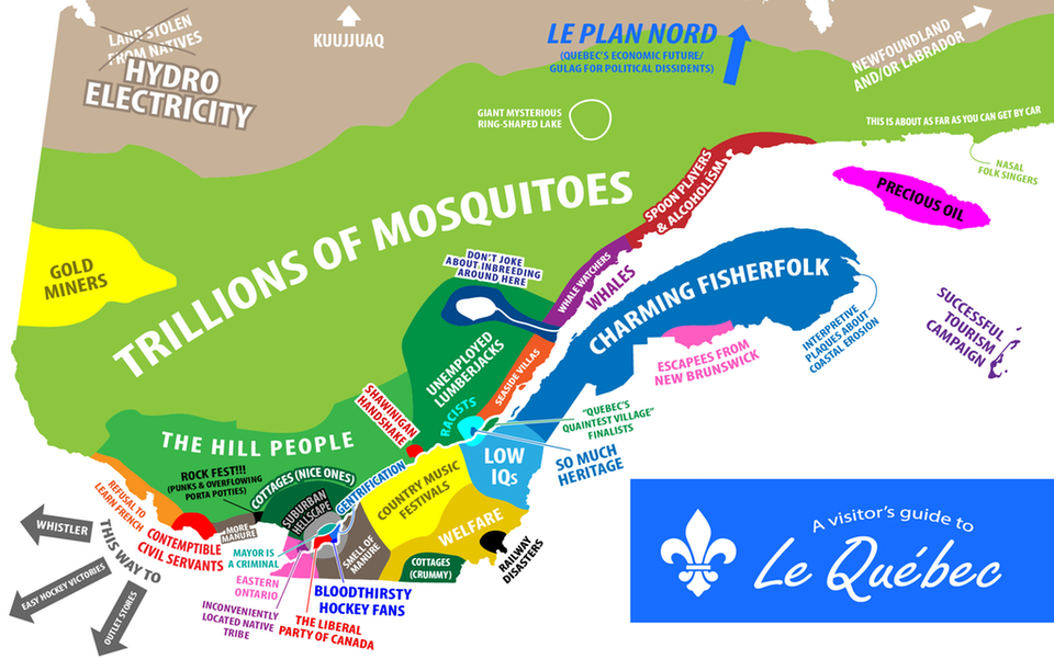 Regions of Québec and Their Stereotypes Map Regions of Québec and Their Stereotypes Map