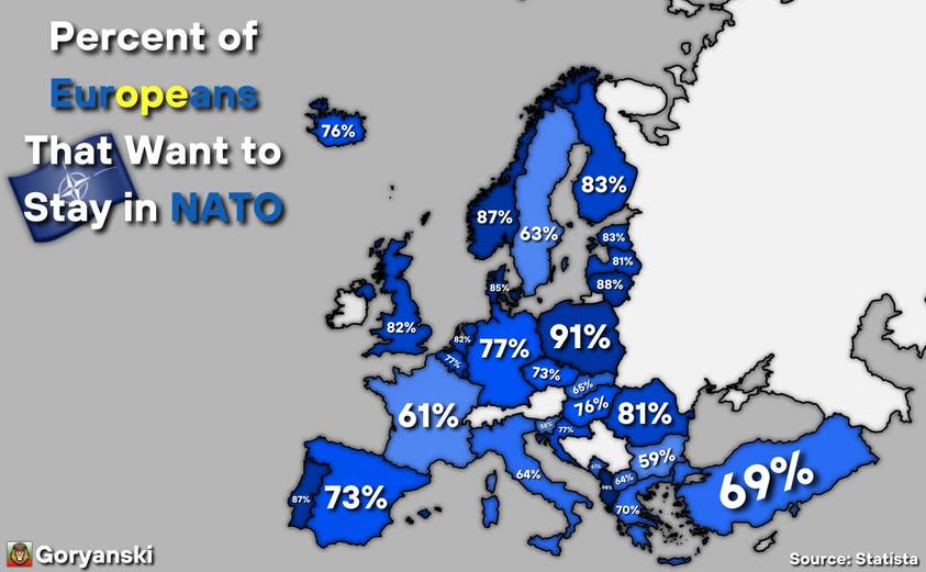 NATO Support in Europe 2024 Map NATO Support in Europe 2024 Map