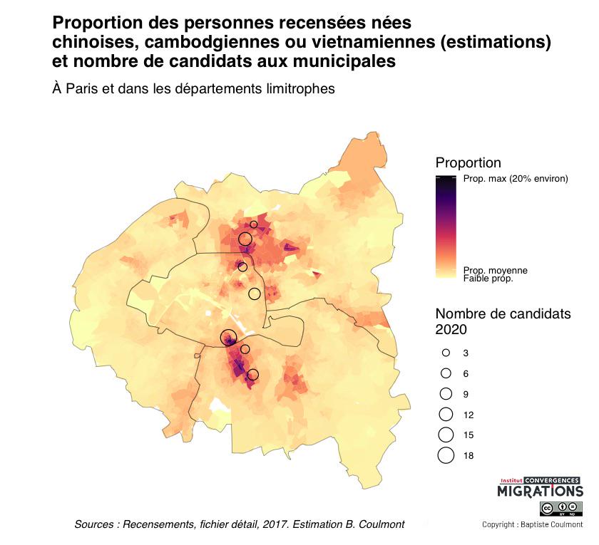 Map of Chinese, Vietnamese, and Cambodian Birthplaces in Paris Map of Chinese, Vietnamese, and Cambodian Birthplaces in Paris
