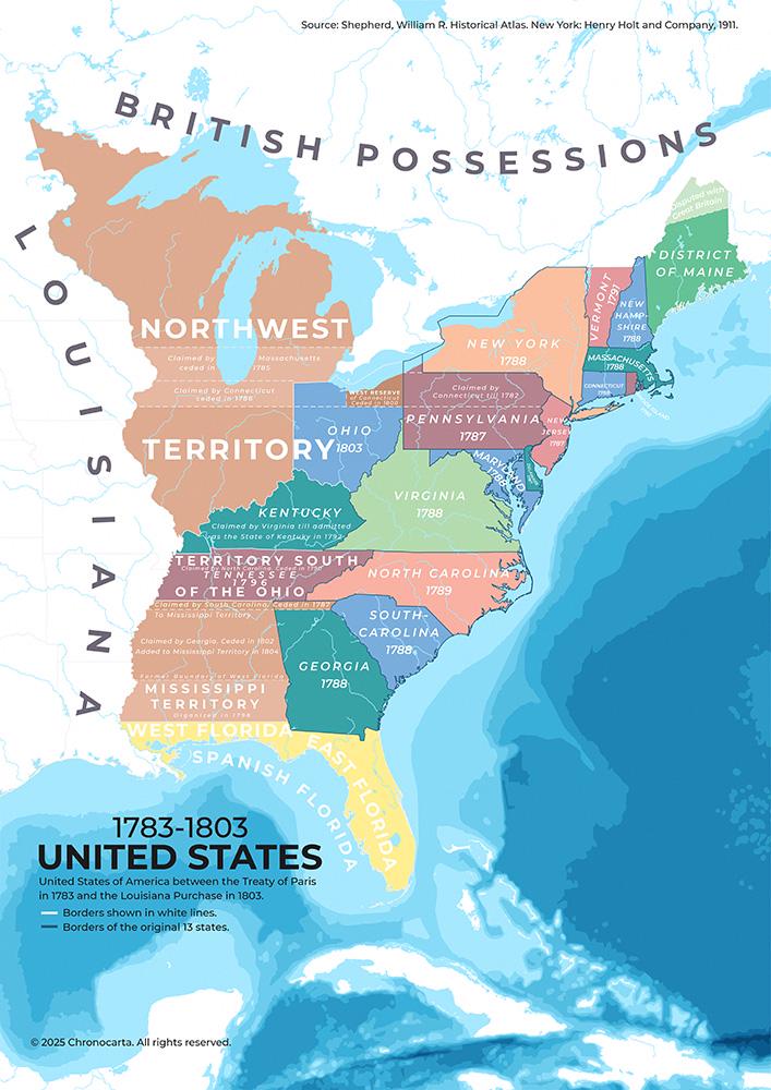 Map of the United States 1783 to 1803 Map of the United States 1783 to 1803