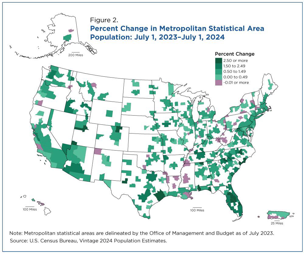 Metropolitan Area Growth Map July 2023 - July 2024 Metropolitan Area Growth Map July 2023 - July 2024