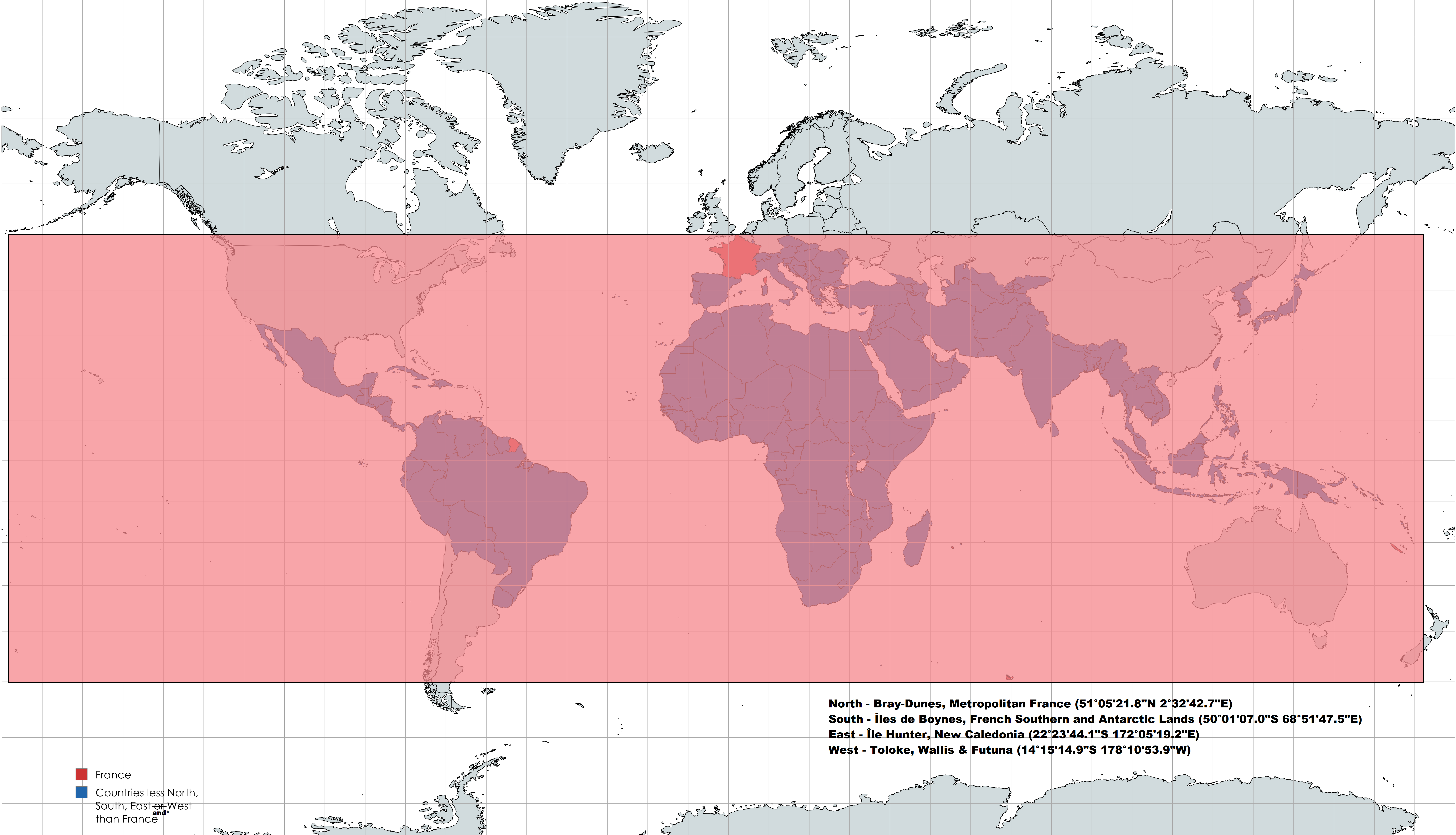 France's Geographical Extremes Map France's Geographical Extremes Map
