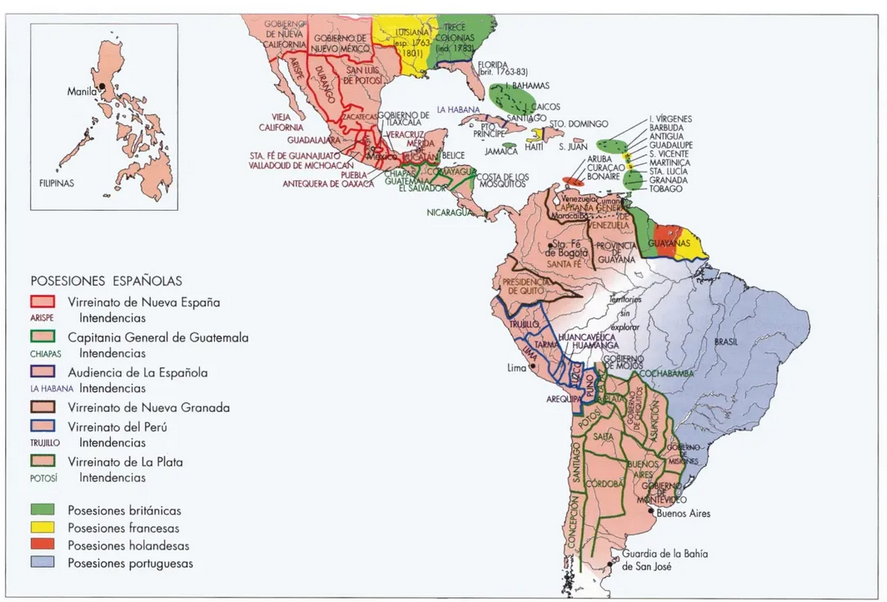 Spanish Colonies in the Americas Map