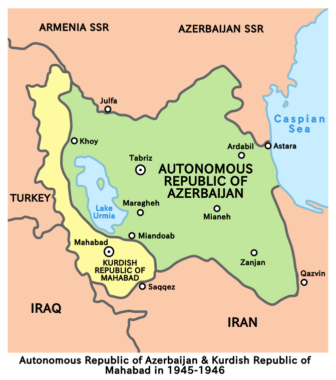 Map of Kurdish Republic of Mahabad and Azerbaijan People's Government 1946 Map of Kurdish Republic of Mahabad and Azerbaijan People's Government 1946