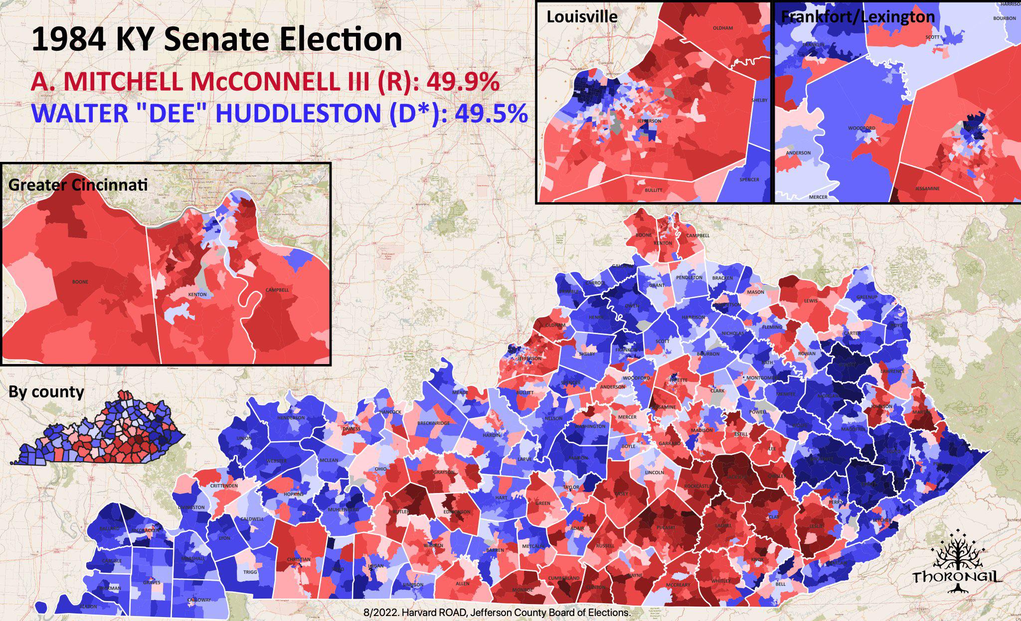 Map of Mitch McConnell's Senate Election Map of Mitch McConnell's Senate Election
