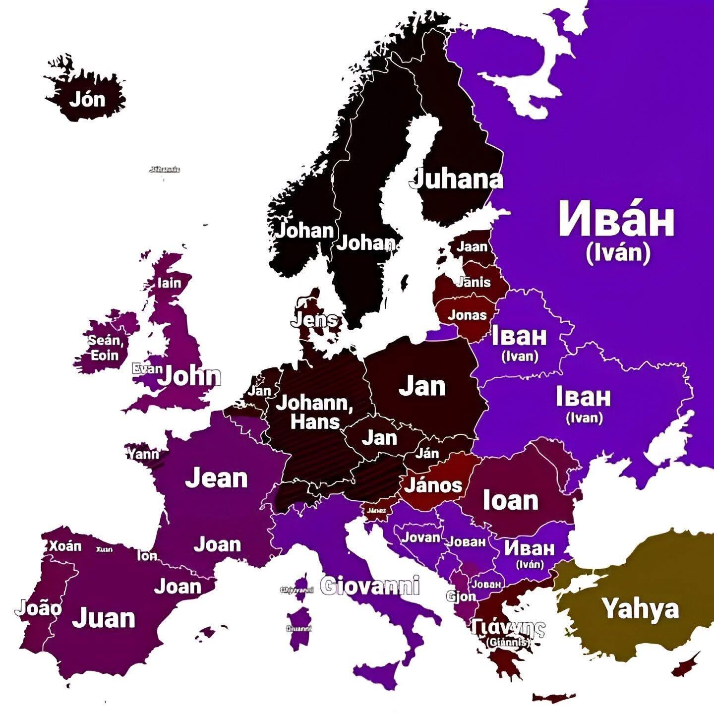 Johannes in Different Languages Map Johannes in Different Languages Map