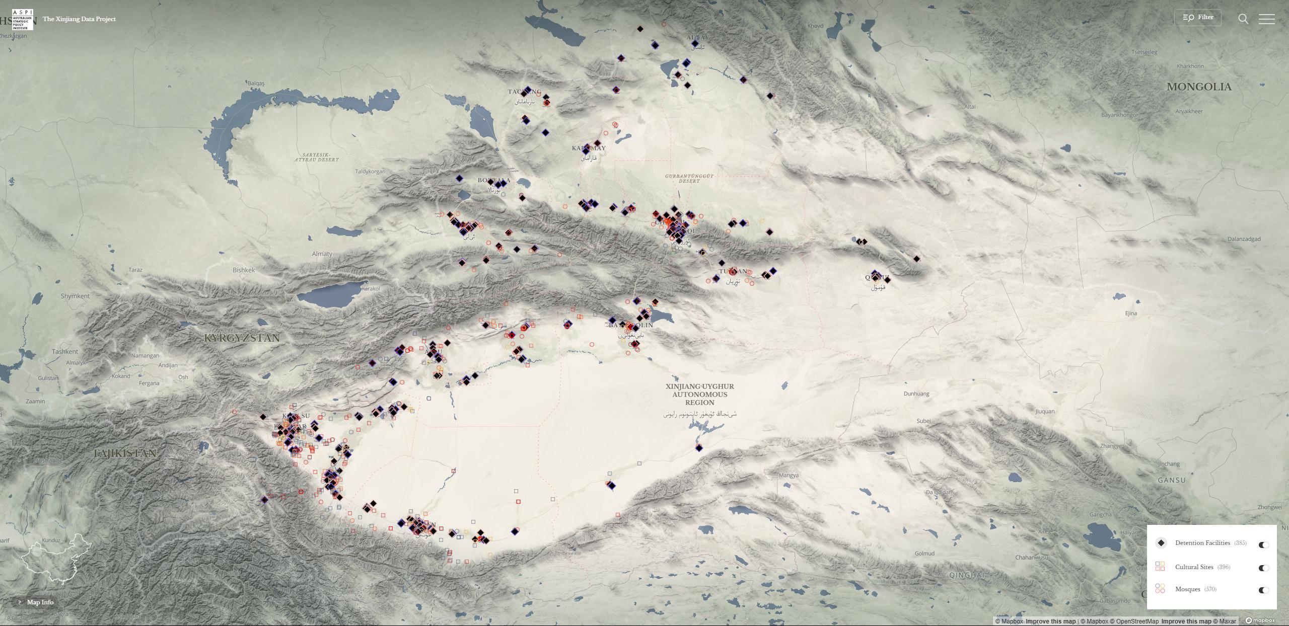 Xinjiang Detention Facilities Map