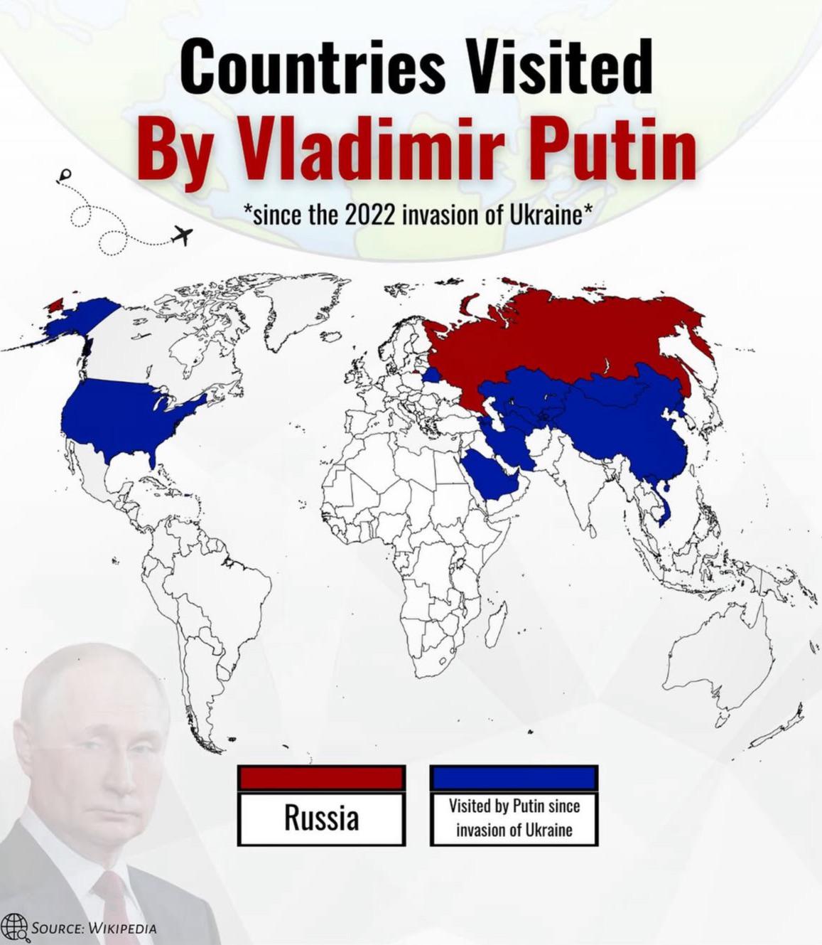 Countries Visited by Putin Since 2022 Invasion of Ukraine Map Countries Visited by Putin Since 2022 Invasion of Ukraine Map