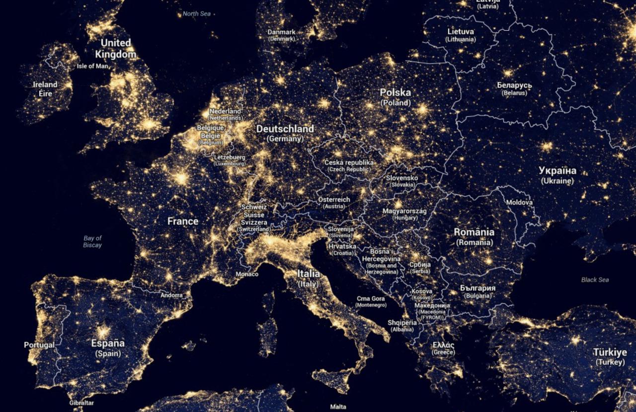 Light Map of Europe Light Map of Europe