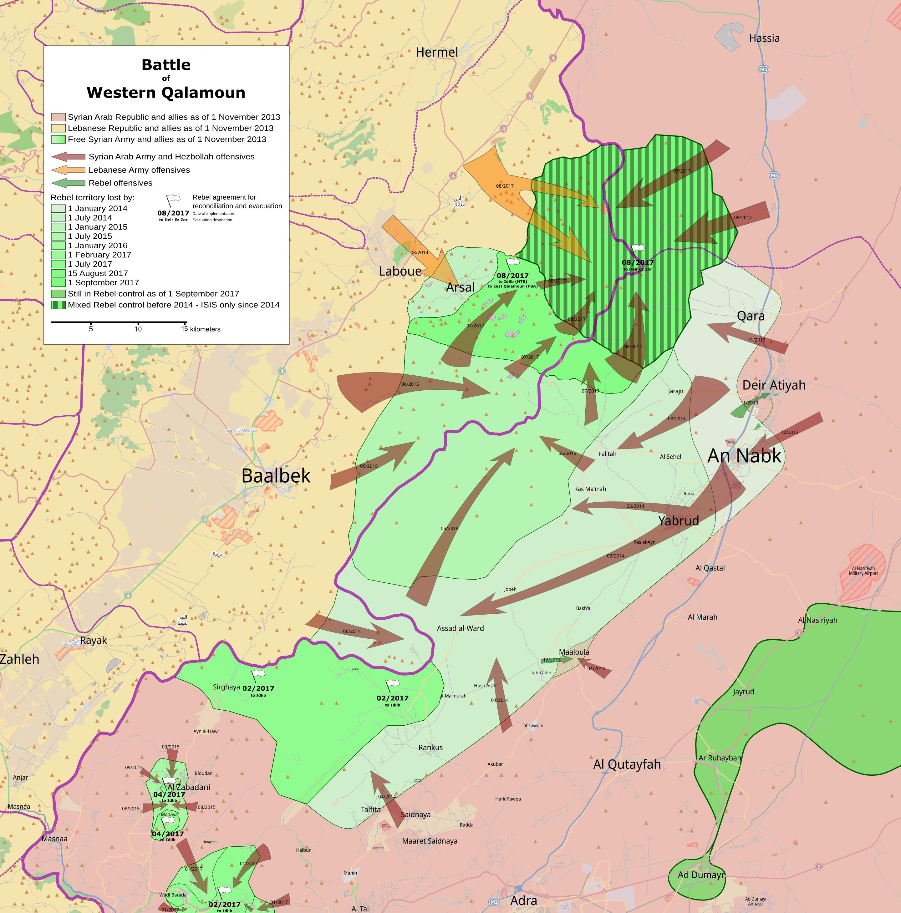 Lebanese Army and Hezbollah Offensive Map 2017
