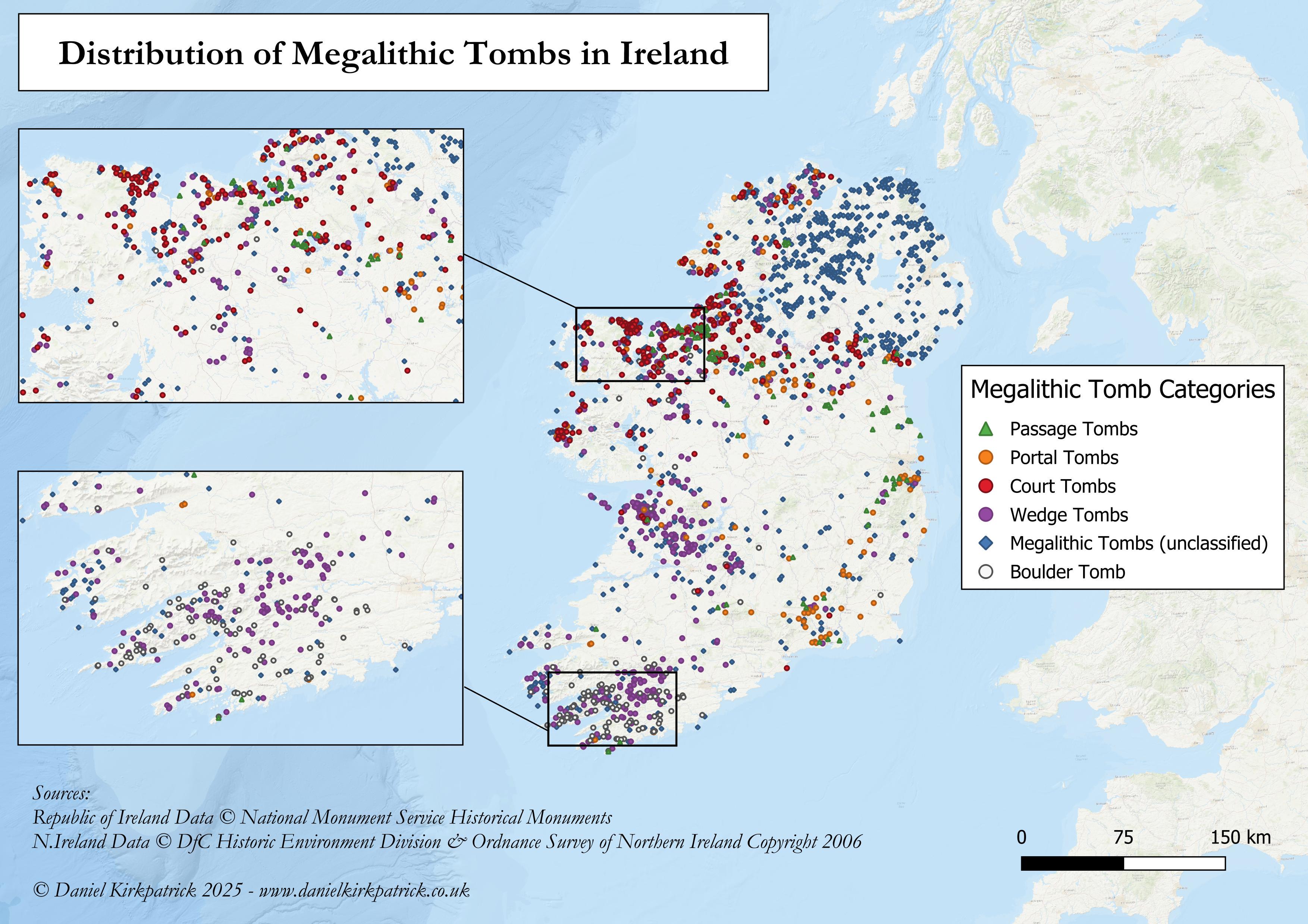 Megalithic Tombs Distribution Map of Ireland