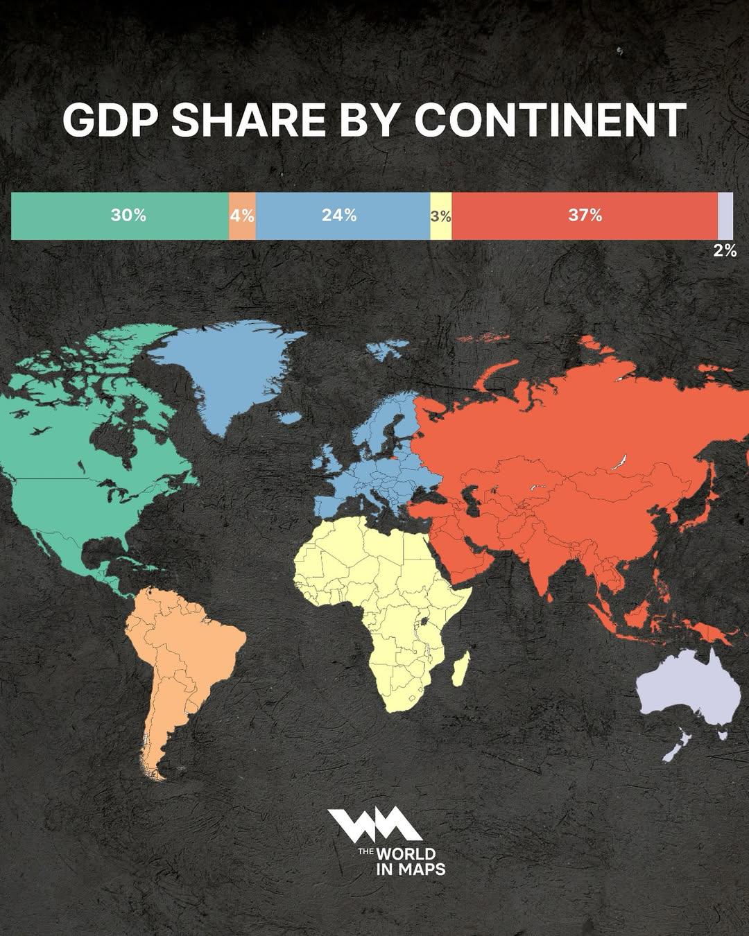 GDP Share by Continent Map GDP Share by Continent Map