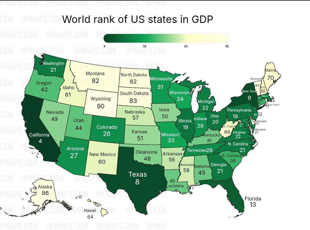 GDP Ranking Map of US States