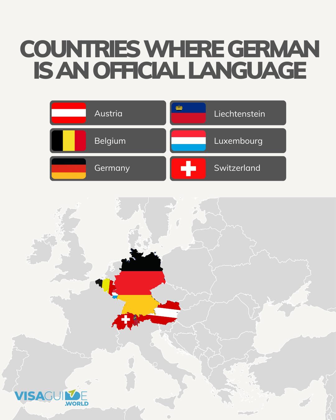 Countries Where German is an Official Language Map Countries Where German is an Official Language Map