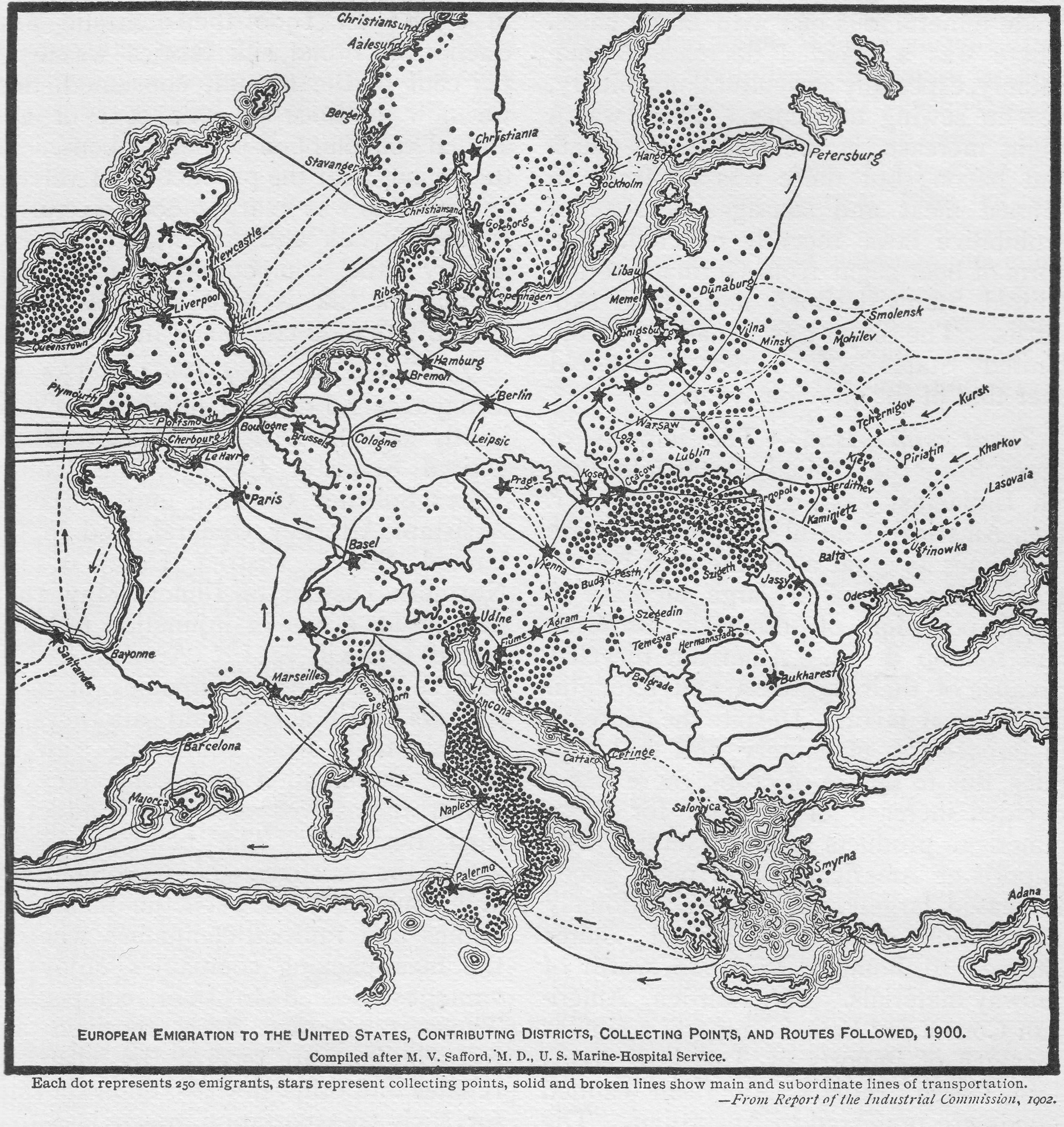 European Emigration to the USA Map European Emigration to the USA Map