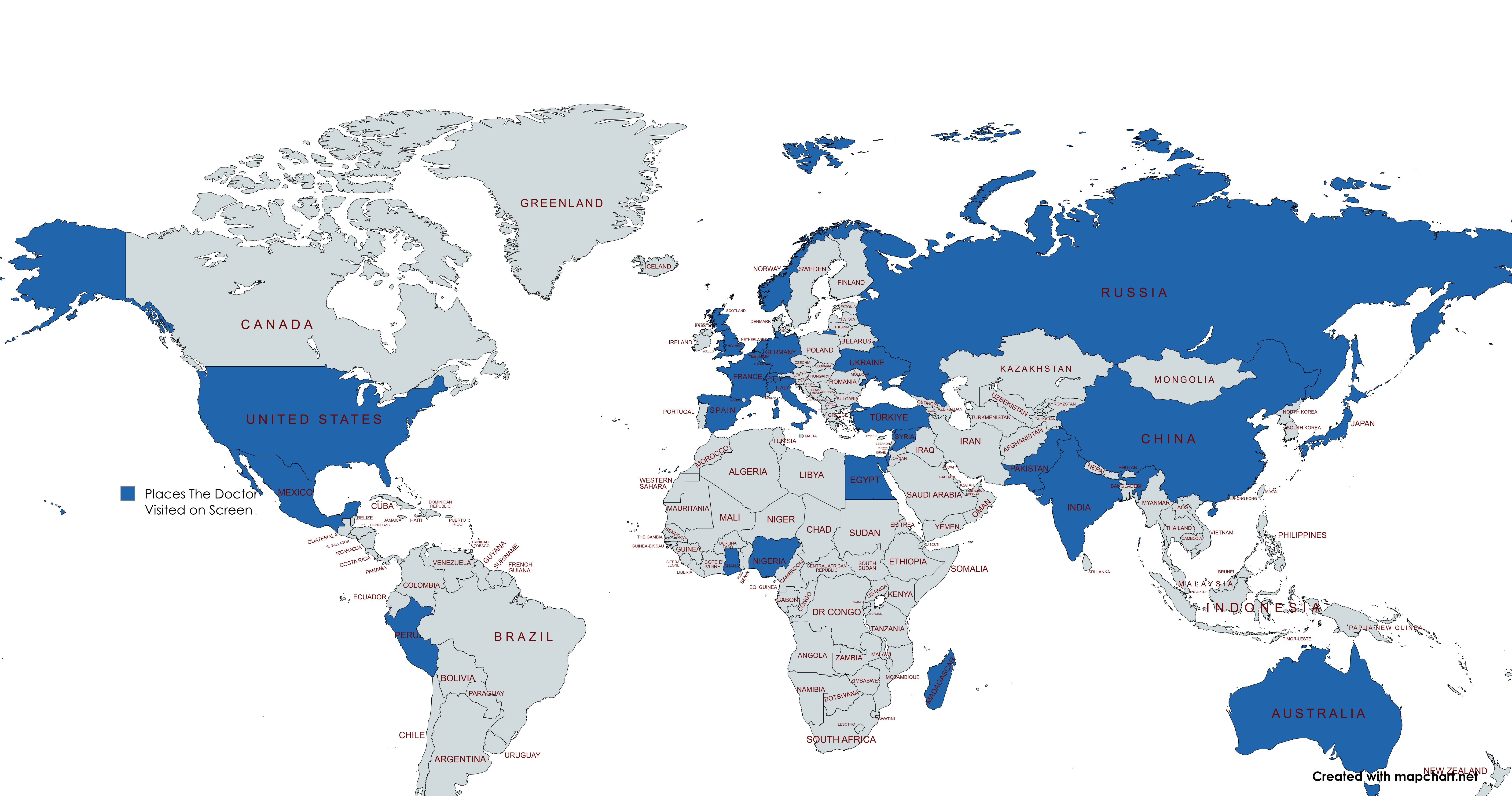 Doctor Who Countries Visited Map Doctor Who Countries Visited Map