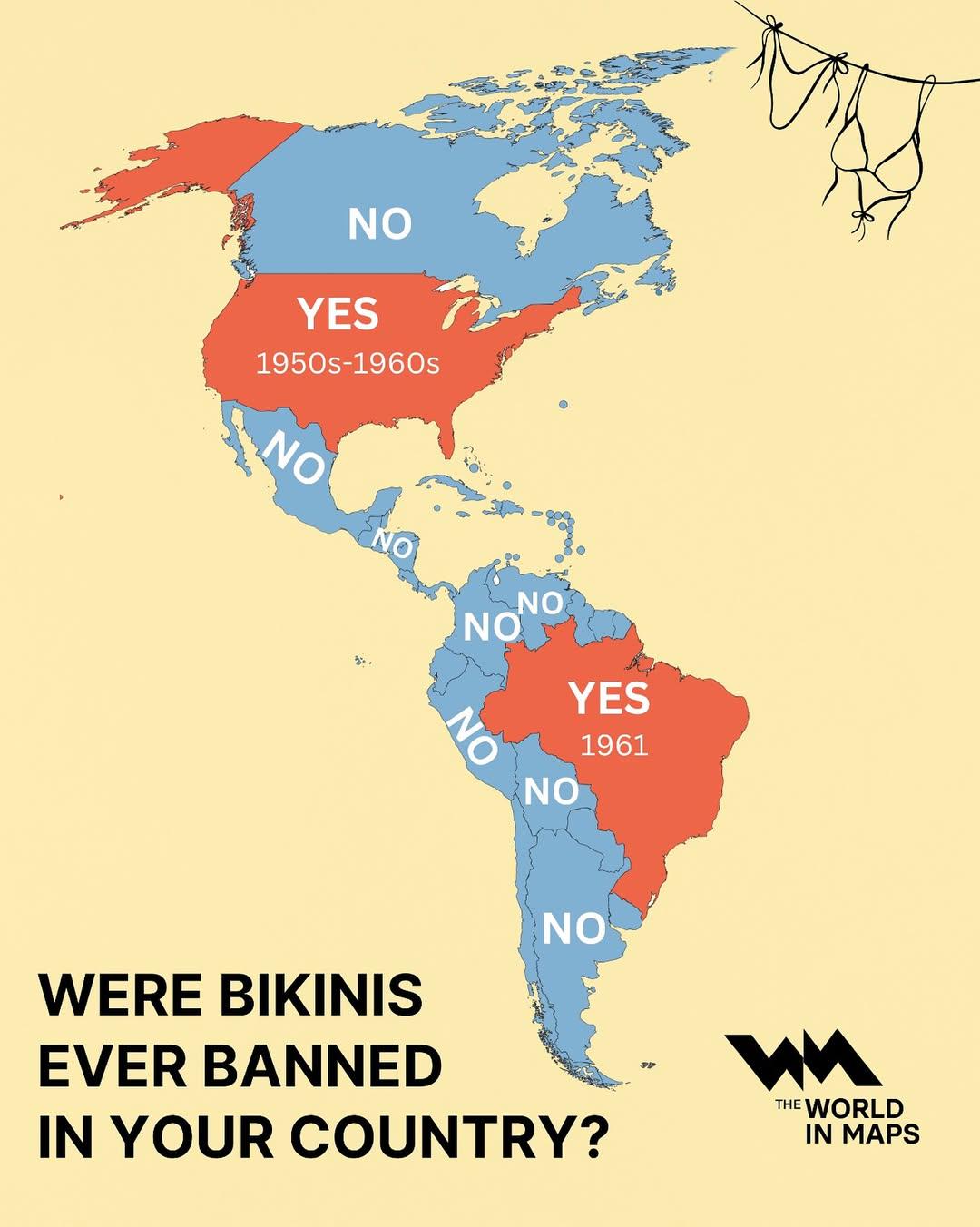 Bikini Bans by Country Map Bikini Bans by Country Map