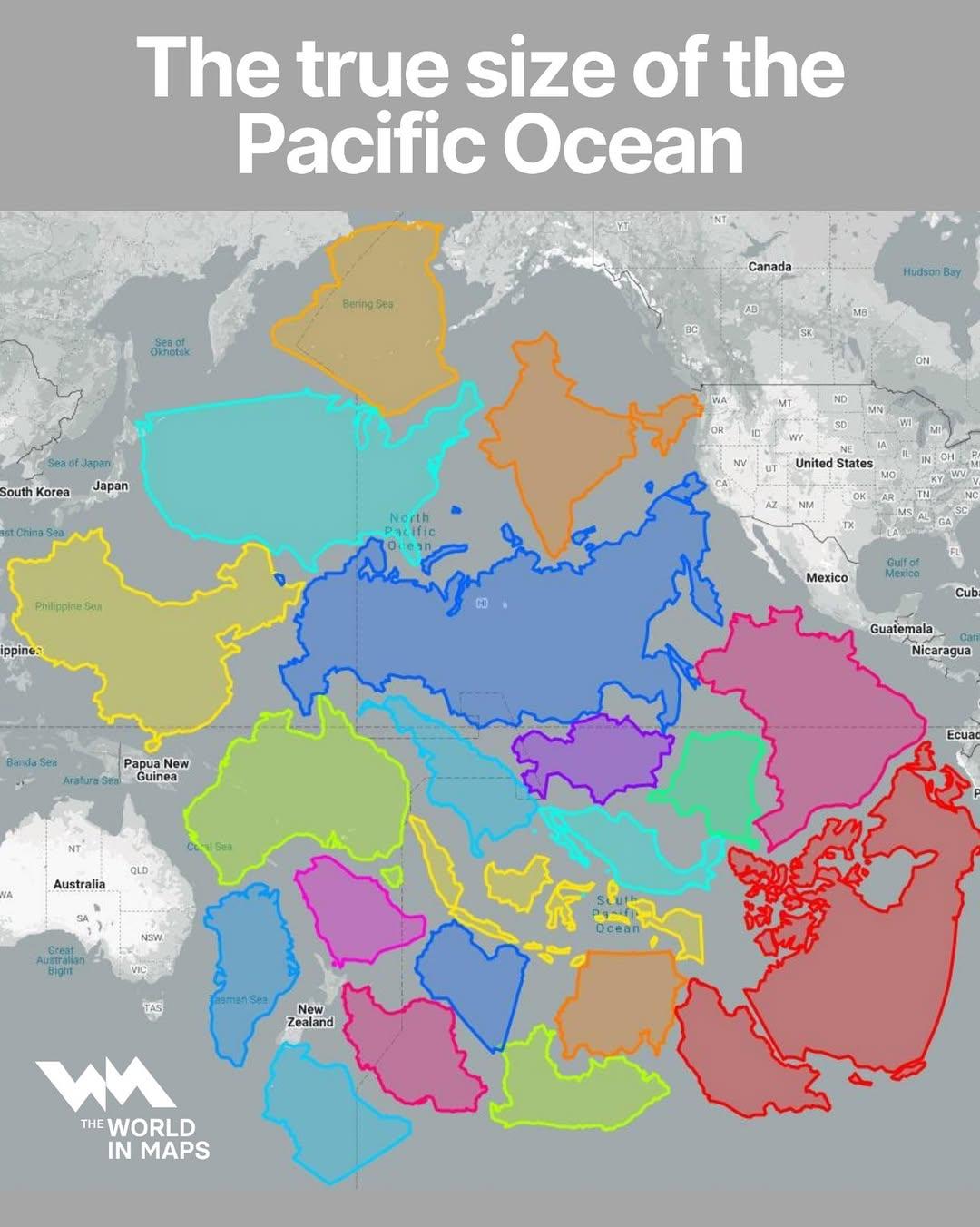 Map of the True Size of the Pacific Ocean