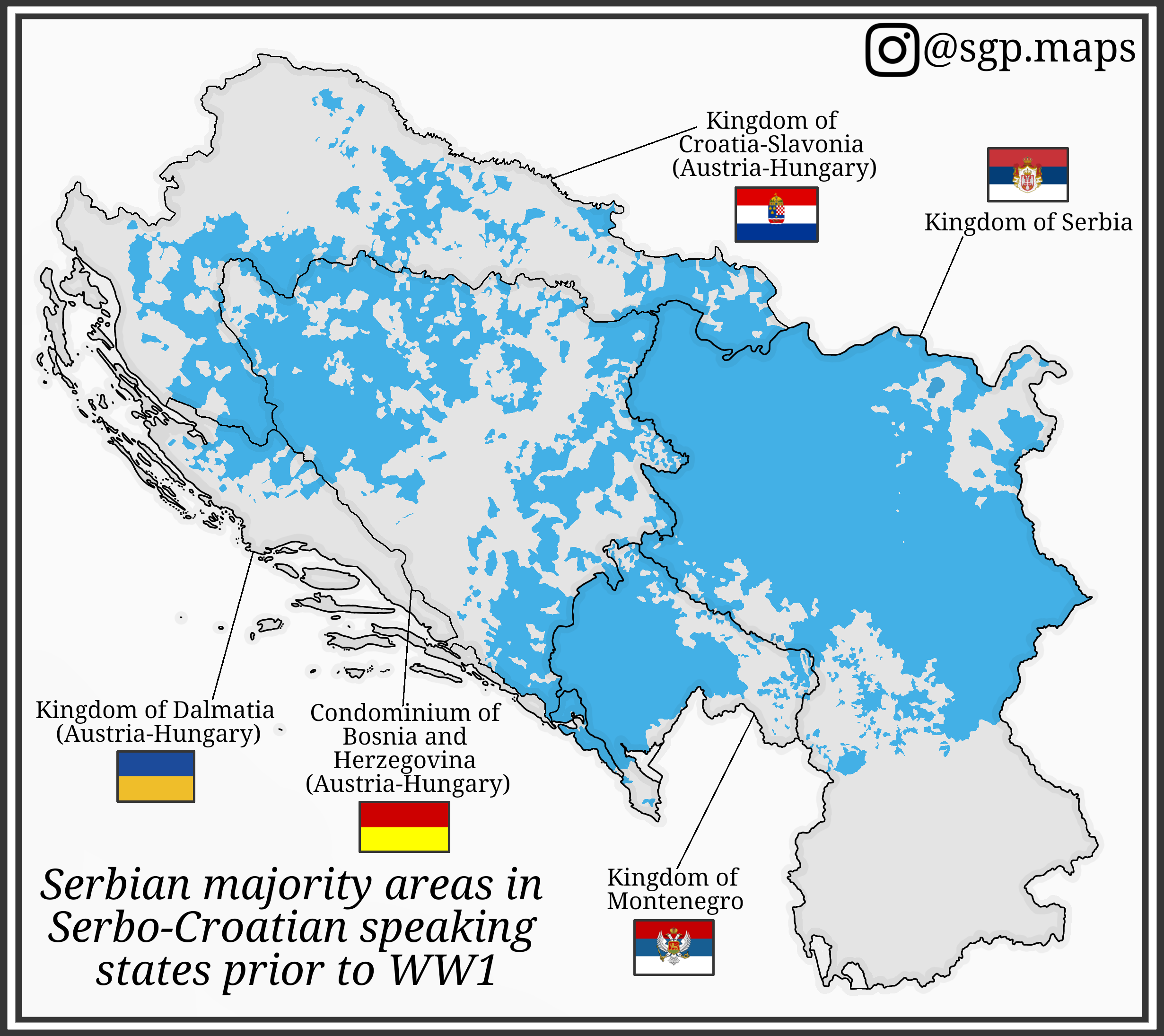 Serbian Majority Areas Map in Serbo-Croatian States Before WW1 Serbian Majority Areas Map in Serbo-Croatian States Before WW1
