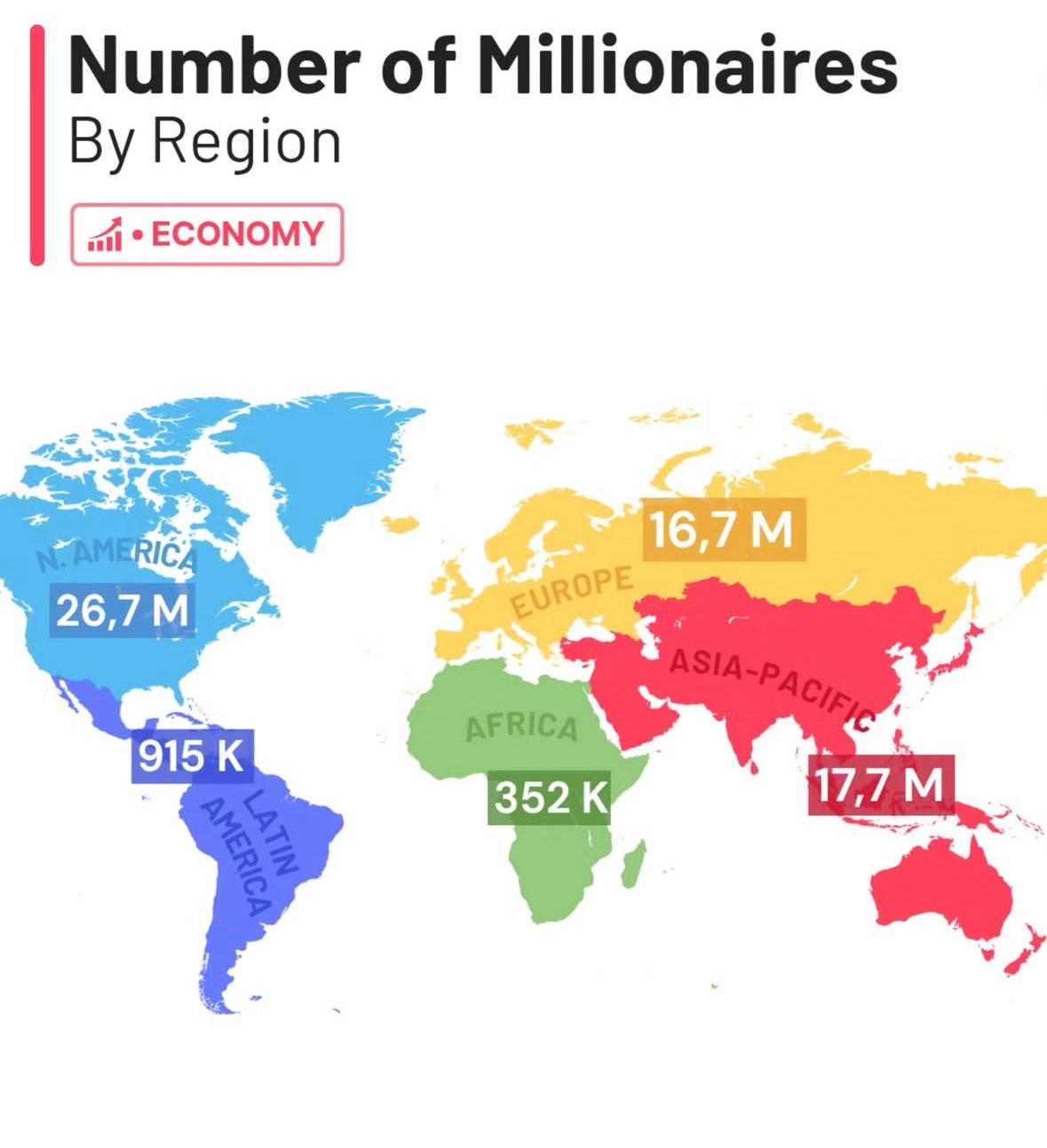 Millionaires by Region Map Millionaires by Region Map