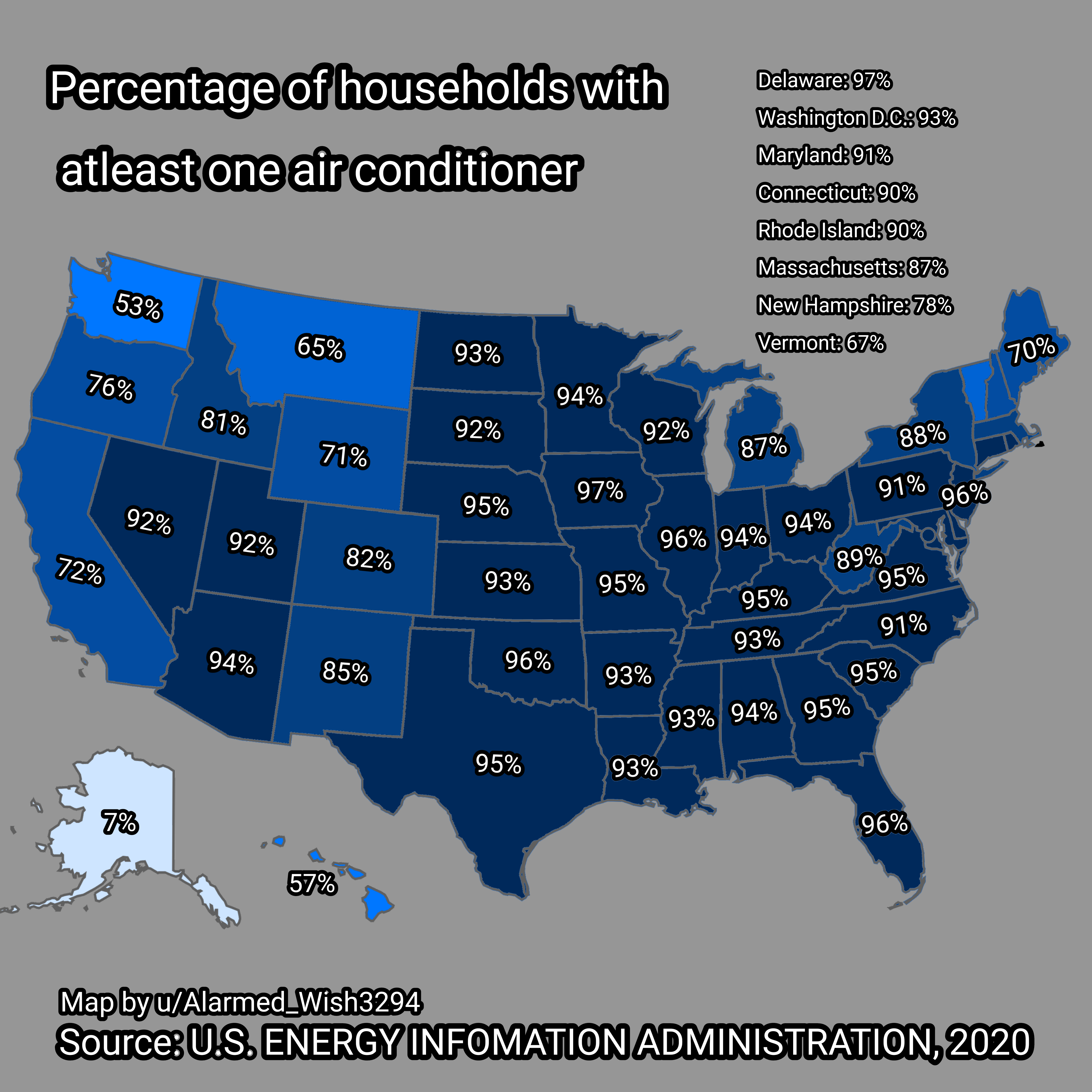 Map of Households in USA with Air Conditioners Map of Households in USA with Air Conditioners