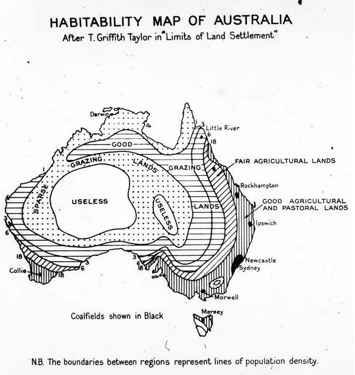 1946 Habitability Map of Australia