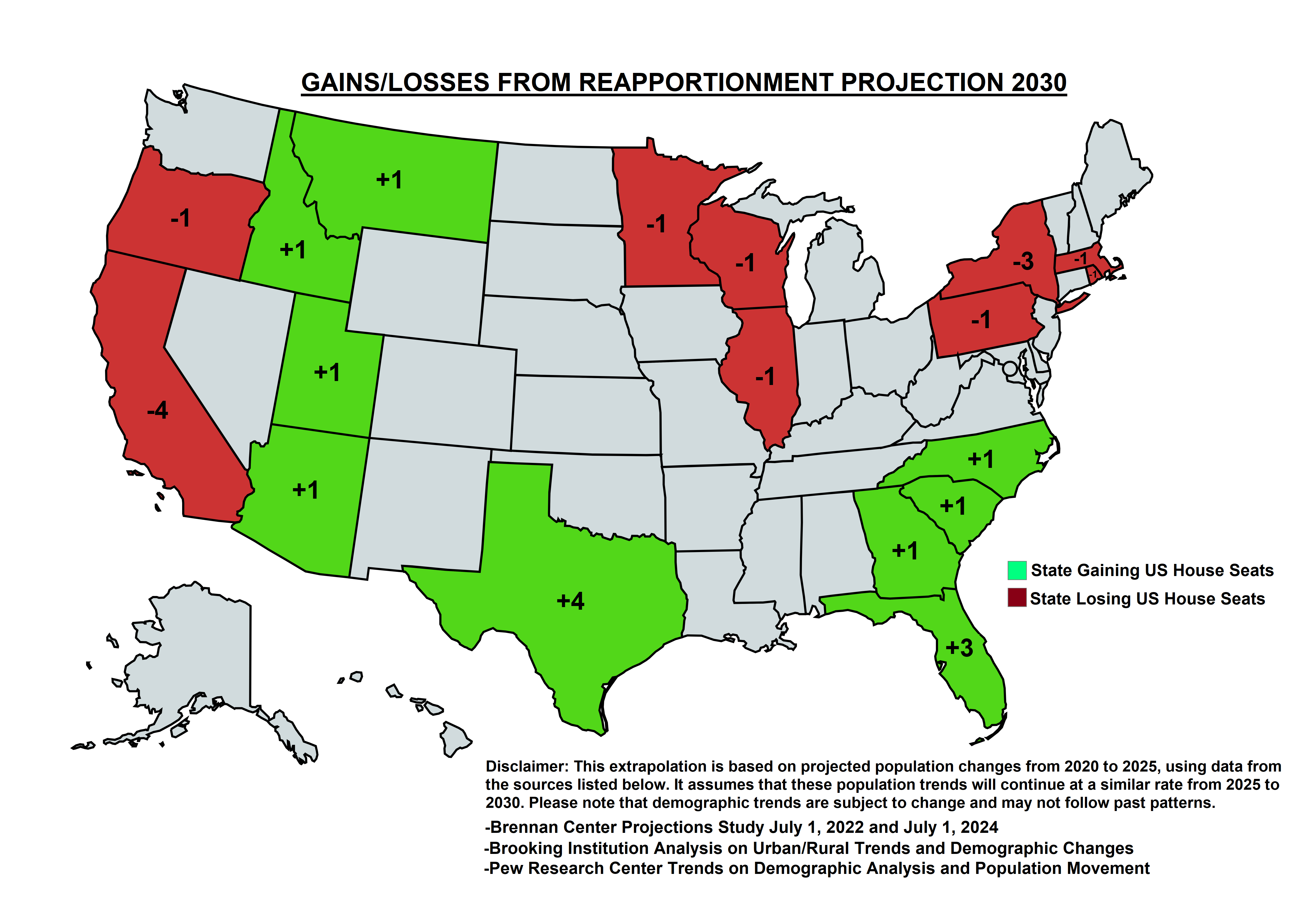 Projected Changes in US House Seats Map
