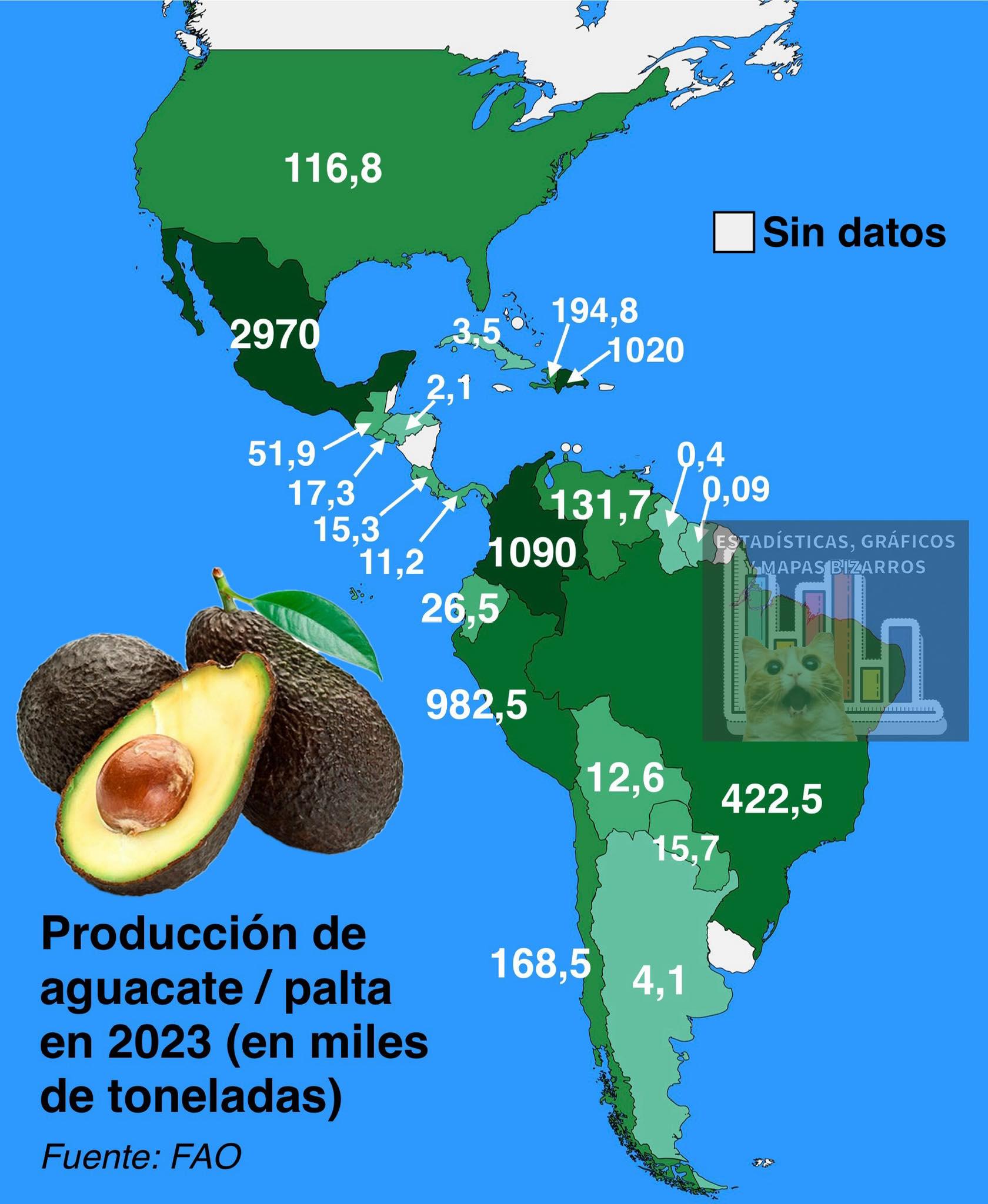 Avocado Production in the Americas Map Avocado Production in the Americas Map