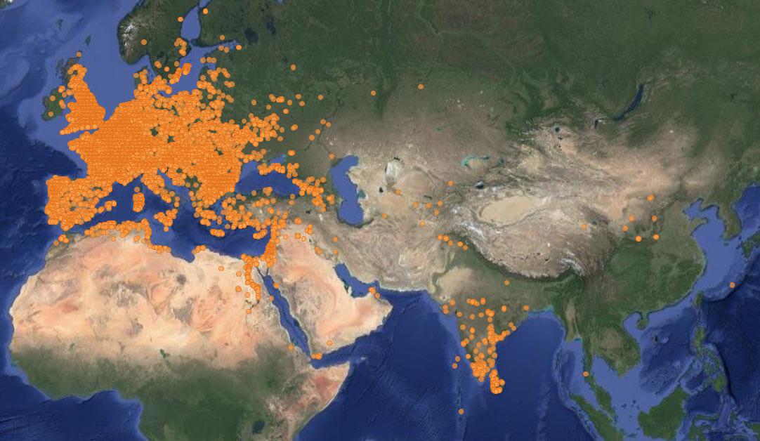 Map of Ancient Roman Coin Hoards Locations Map of Ancient Roman Coin Hoards Locations