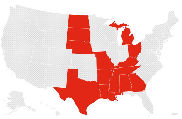 Map of States Where Gay Marriage Would Be Illegal
