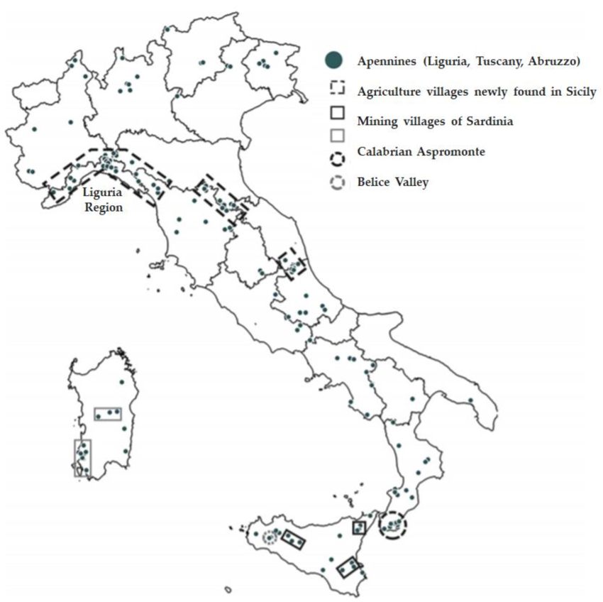 Ghost Towns in Italy Map
