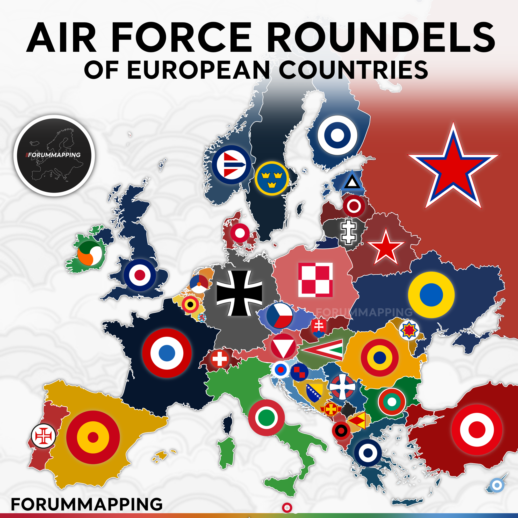 Air Force Roundels of European Countries Map