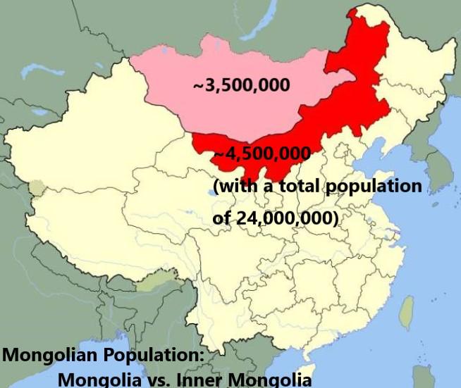 Population Map of Mongolia and Inner Mongolia