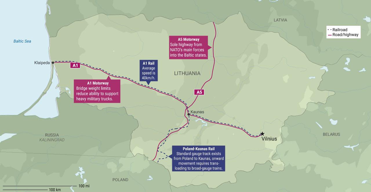Lithuania's Infrastructure Pain Points for NATO Map Lithuania's Infrastructure Pain Points for NATO Map
