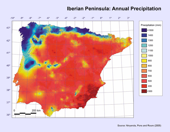 Rainfall Distribution Map of Spain Rainfall Distribution Map of Spain