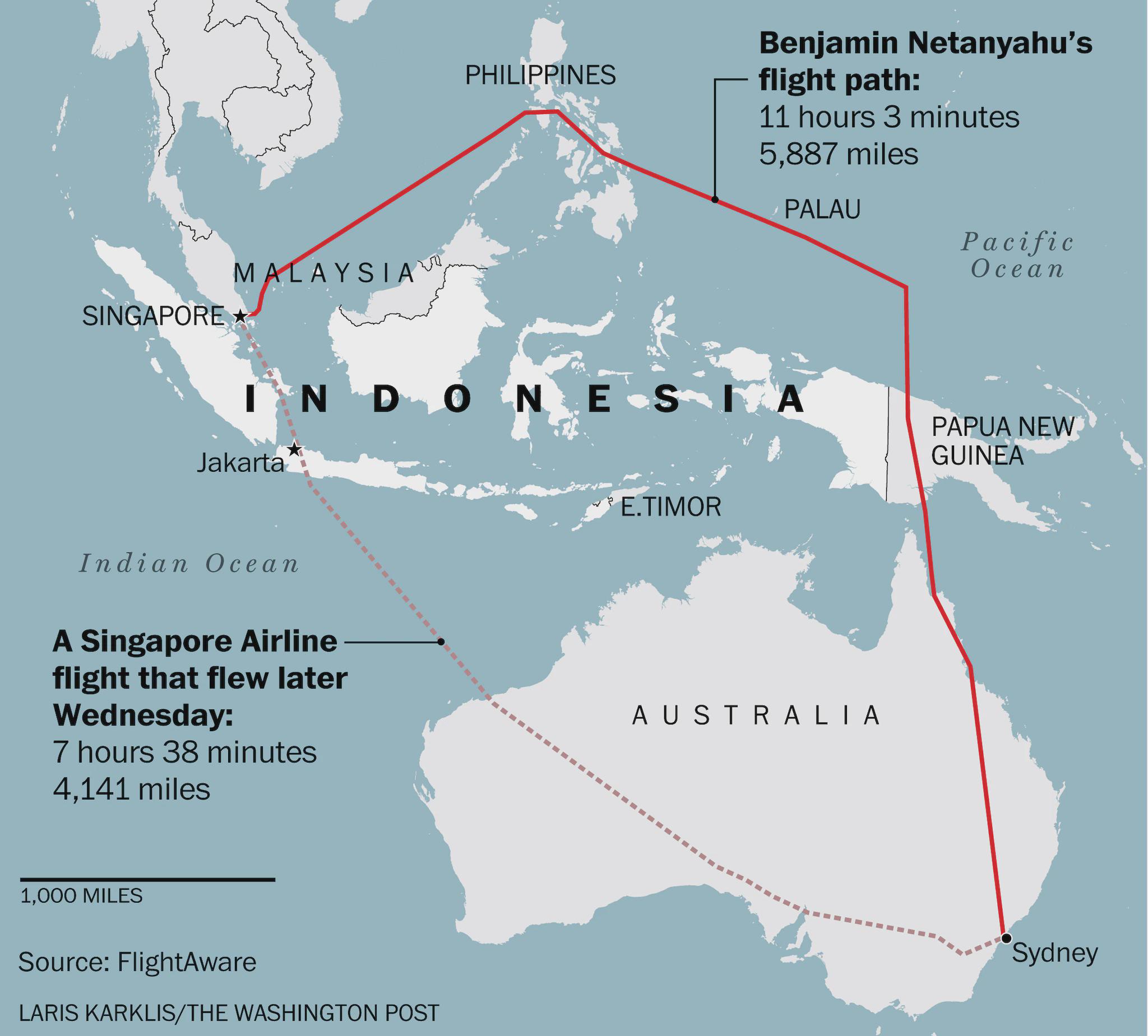 Flight Route Map of Israeli PM Avoiding Indonesia Flight Route Map of Israeli PM Avoiding Indonesia