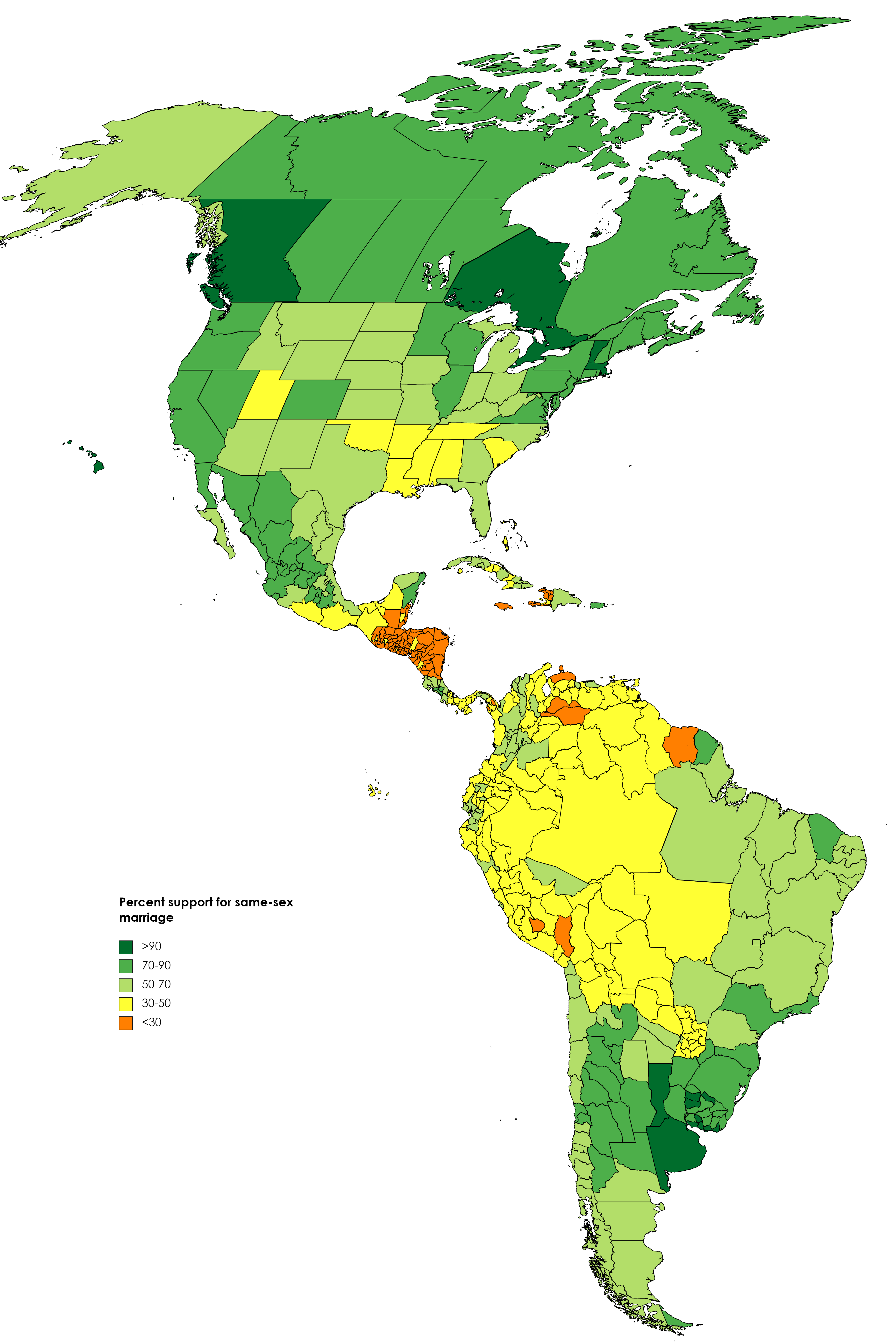 Support for Same-Sex Marriage in the Americas Map Support for Same-Sex Marriage in the Americas Map