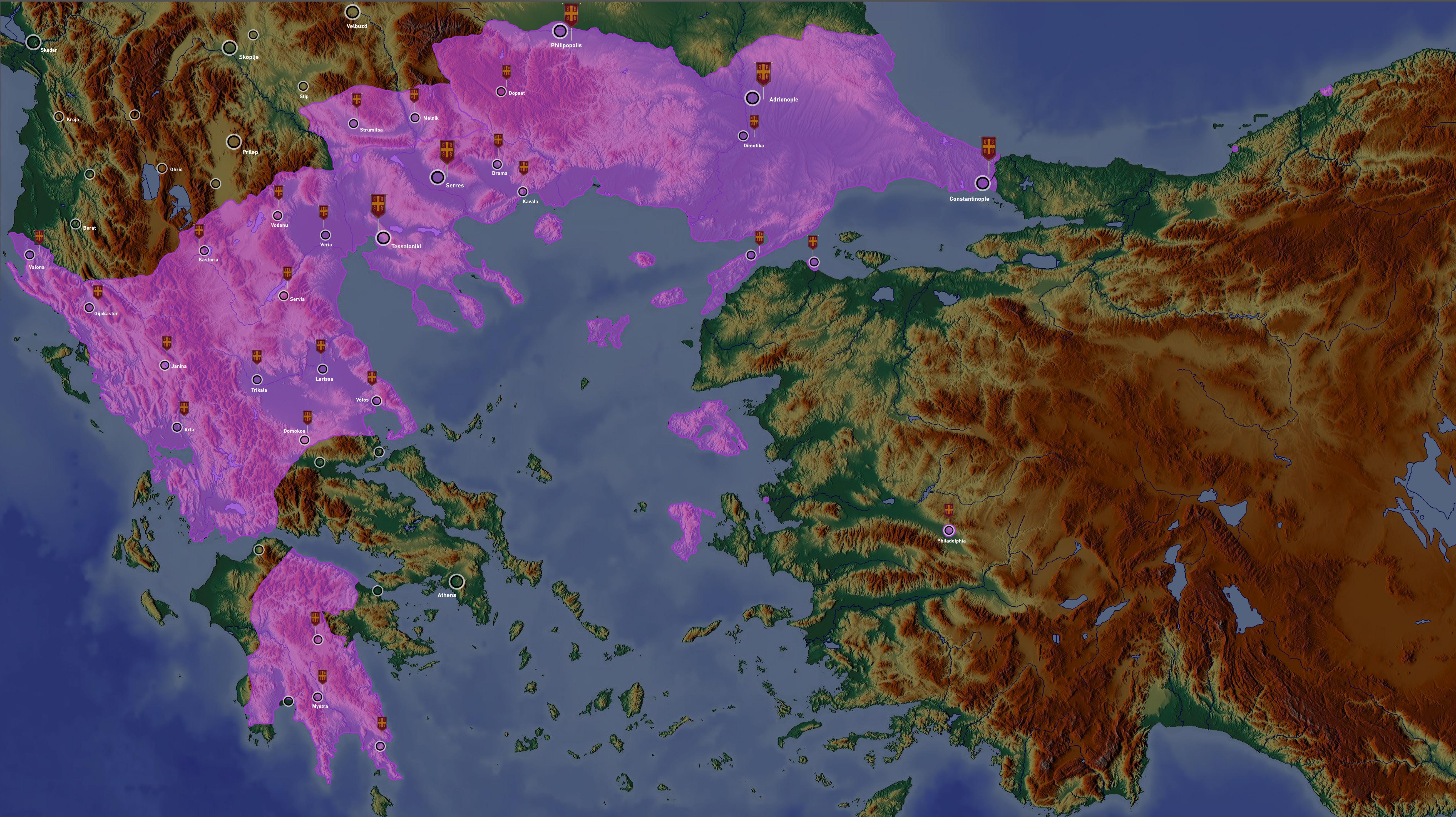 Eastern Roman Empire Map in 1341 Eastern Roman Empire Map in 1341