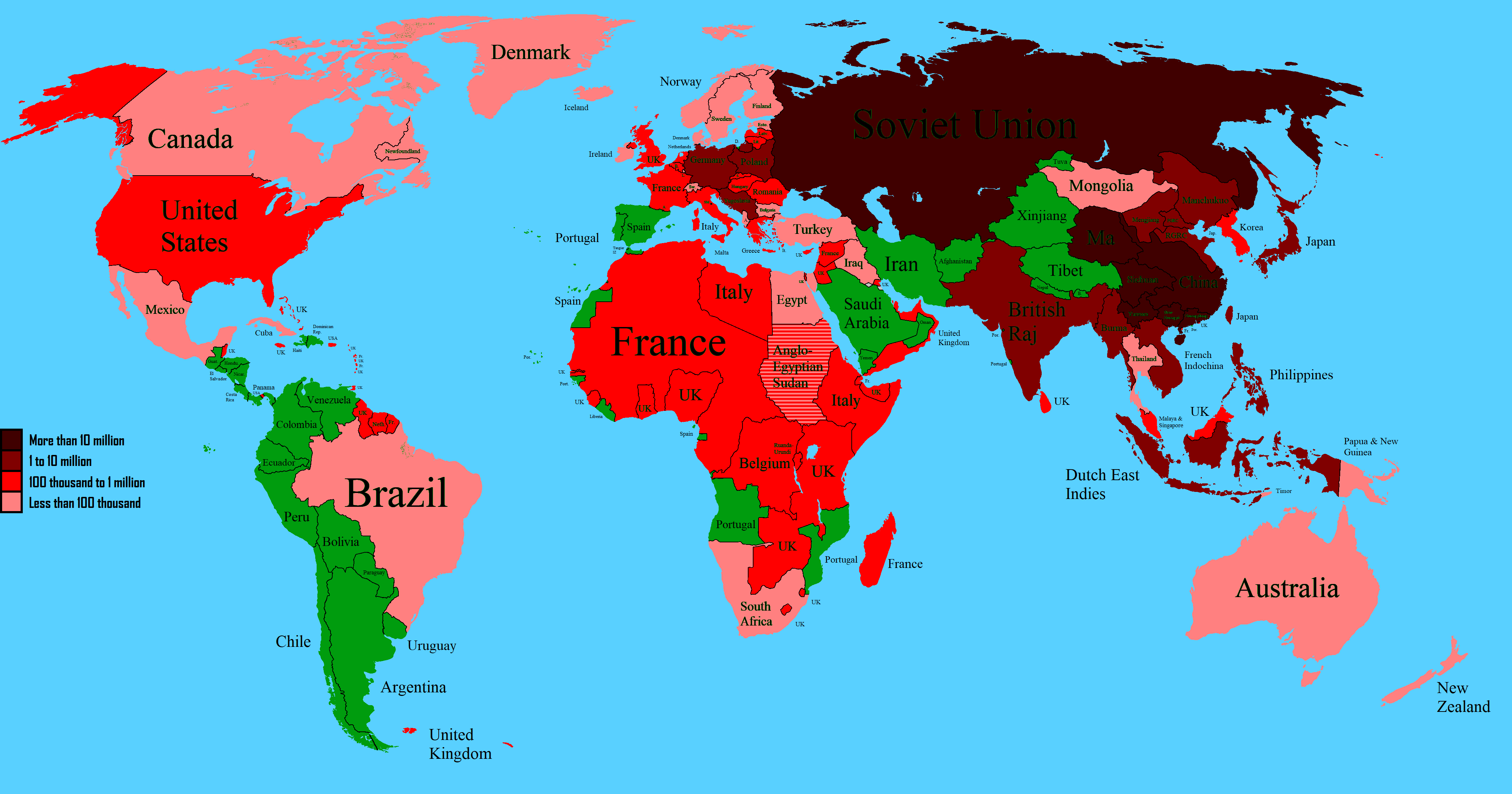 World Map of WW2 Deaths Map World Map of WW2 Deaths Map