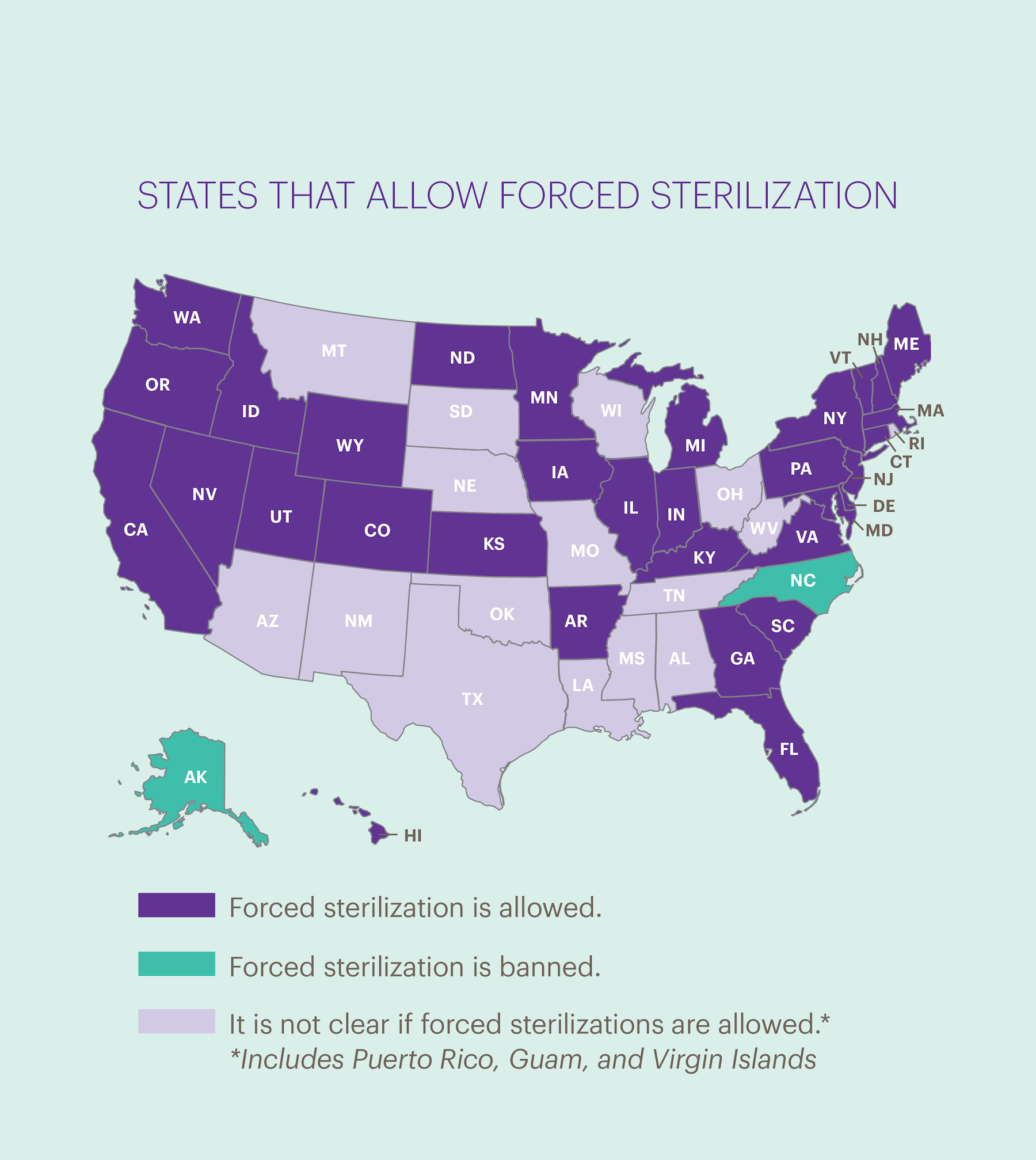 Map of States Allowing Forced Sterilization Map of States Allowing Forced Sterilization