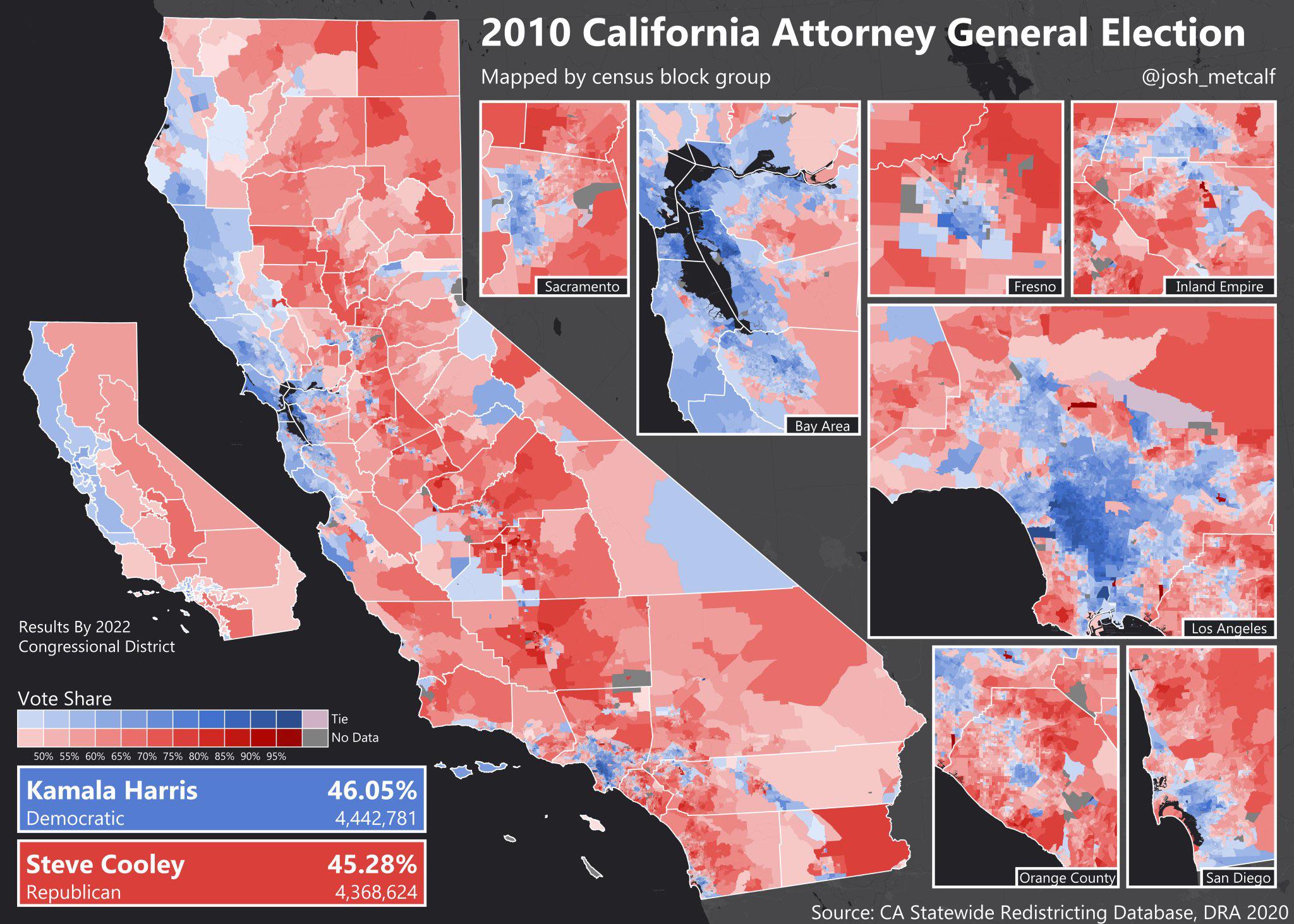 Map of Kamala Harris' 2010 Attorney General Bid Map of Kamala Harris' 2010 Attorney General Bid