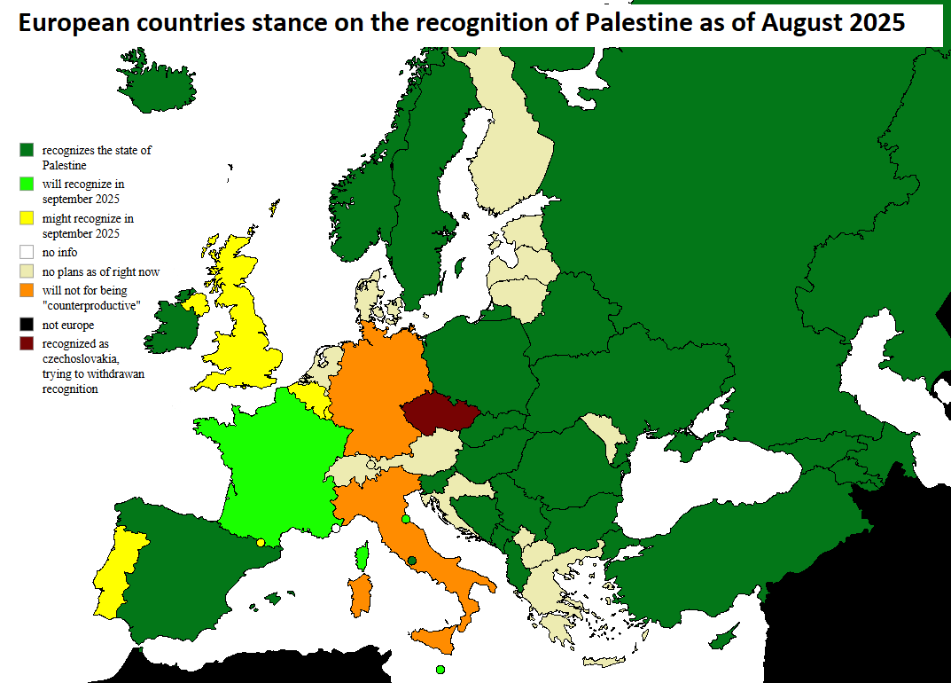 Map of Palestine Recognition Status August 2025 Map of Palestine Recognition Status August 2025